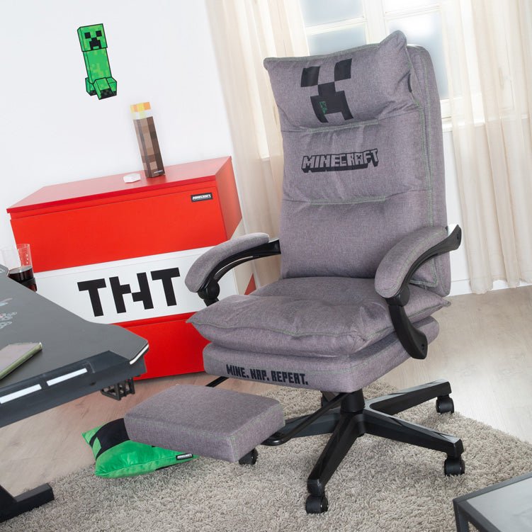 Minecraft Gaming-stoel „Builder“ – met beensteun, wipmechaniek & comfortkussen