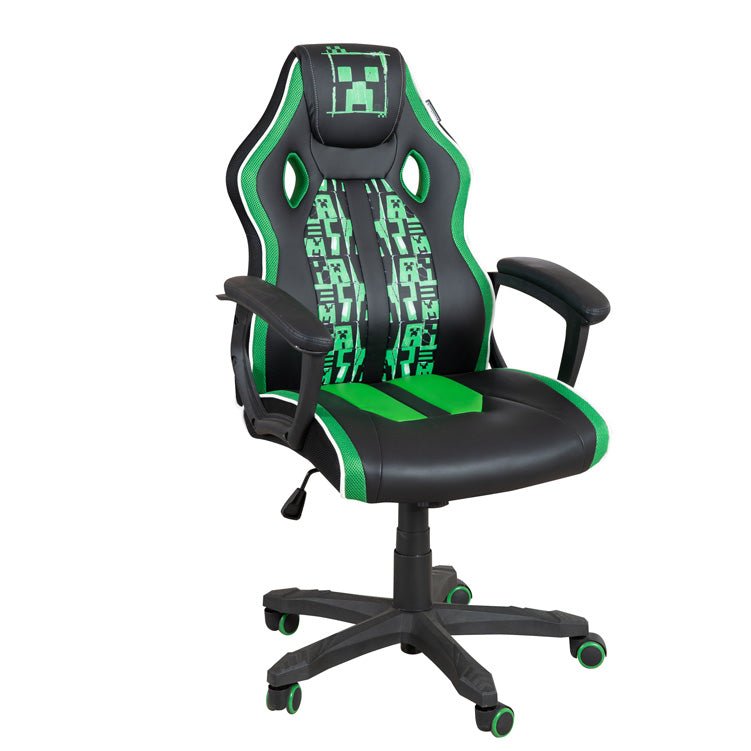 Minecraft Gaming-stoel „Creeper Commandant“ – met schommelmechaniek, armleuningen & hoogteverstelling