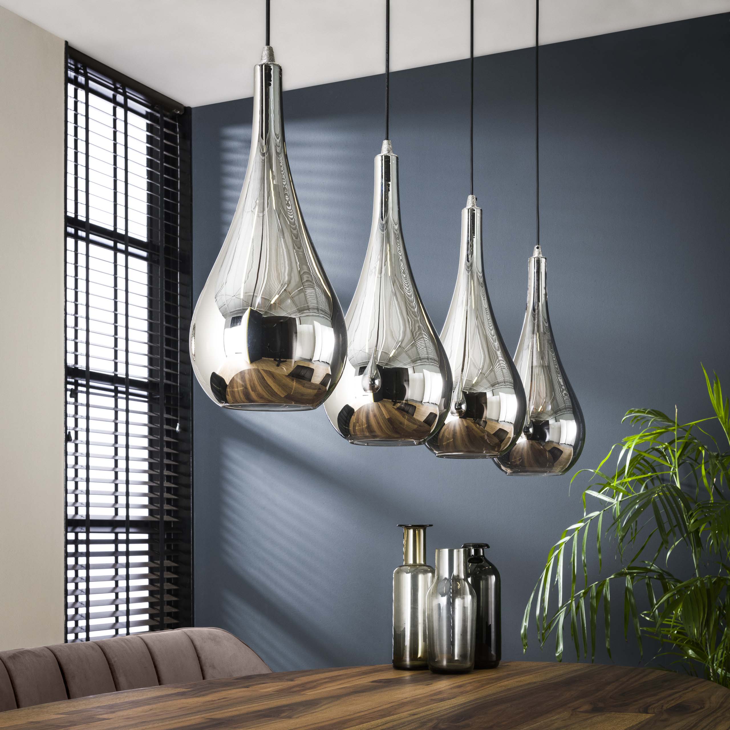Hanglamp Mirano – Chroomglas met spiegelende werking (4-lichts)