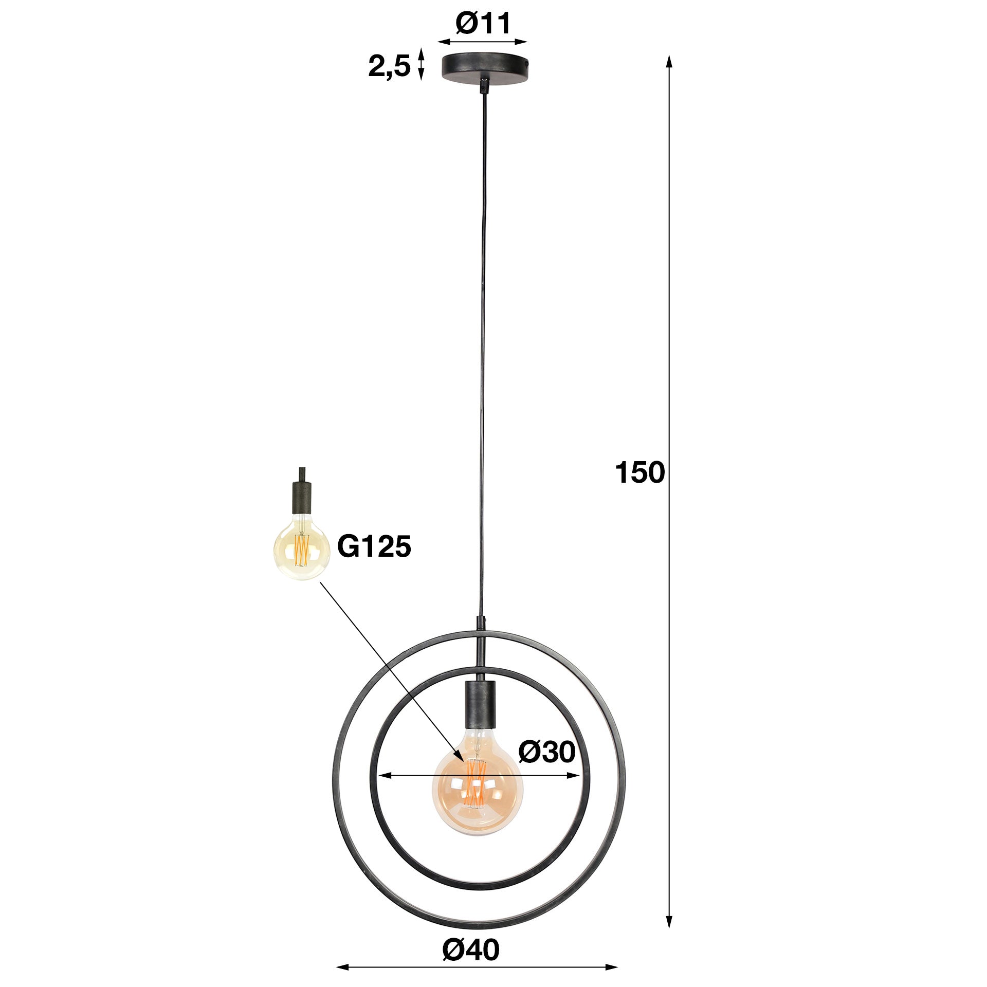 Hanglamp Orbitra – Draaibaar ringontwerp in antraciet