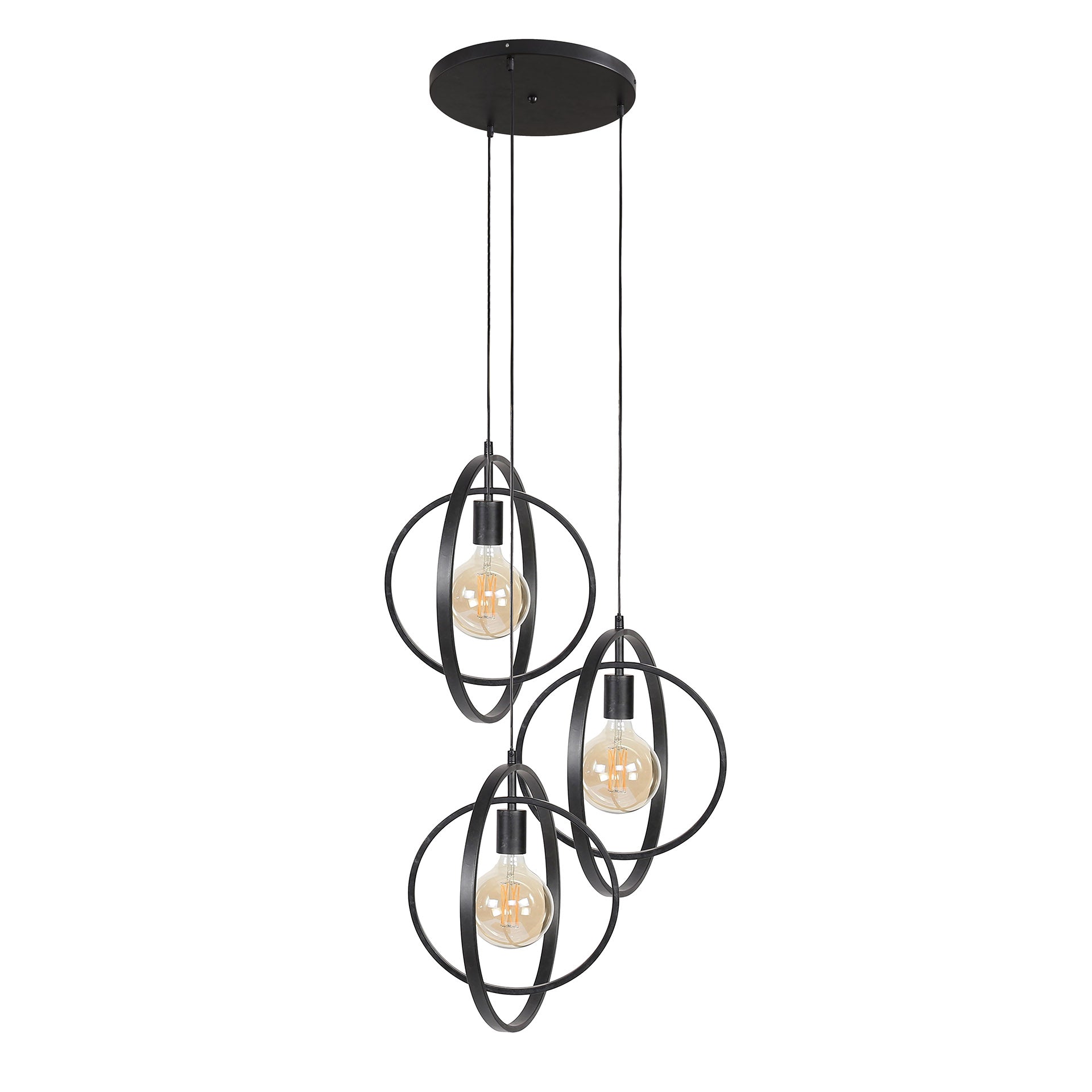 Hanglamp Orbitra Trio – Gelaagd ringontwerp in antraciet (3-lichts)