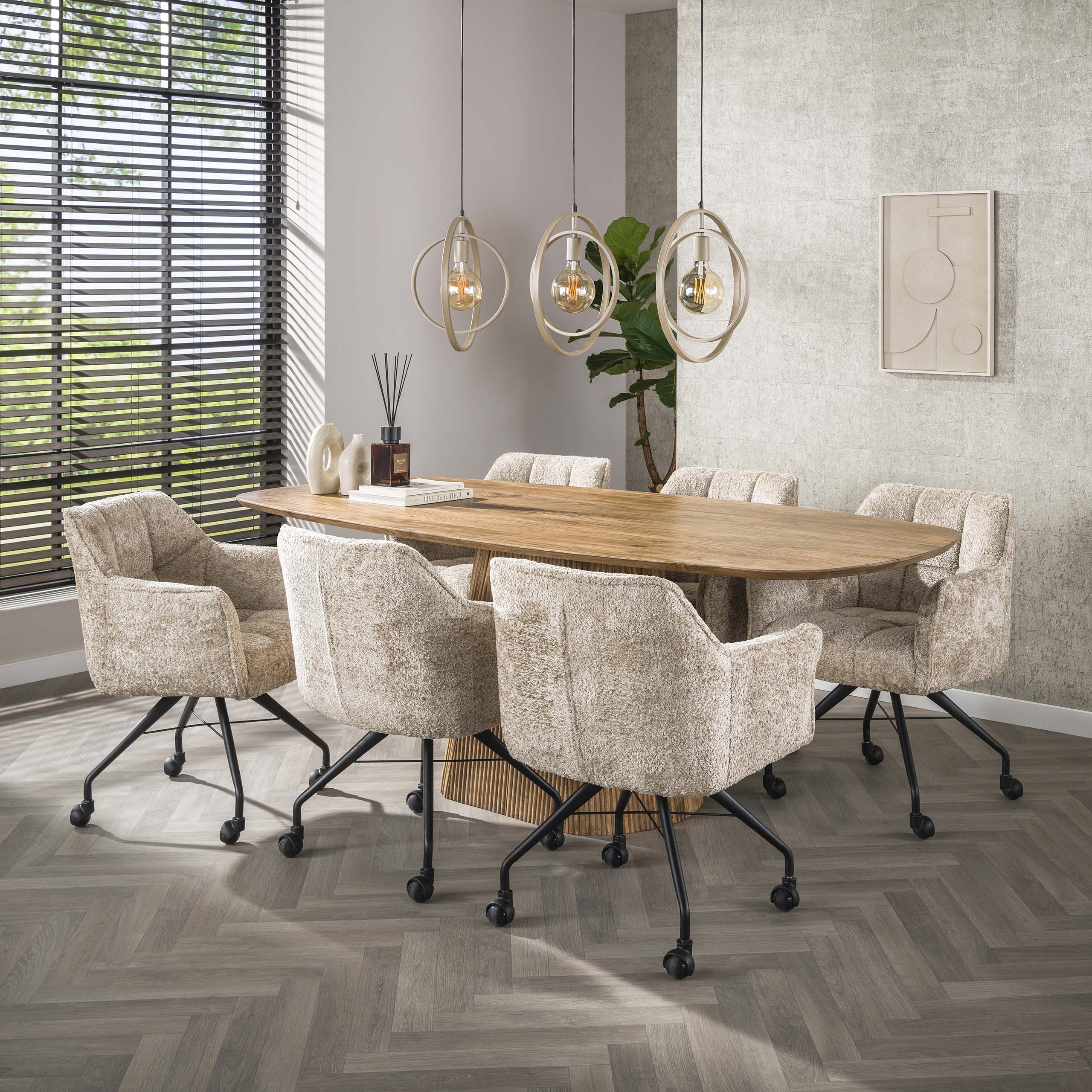 Hanglamp Rotaro Line – Lineair ringontwerp in Antraciet of Beige (3-lichts)