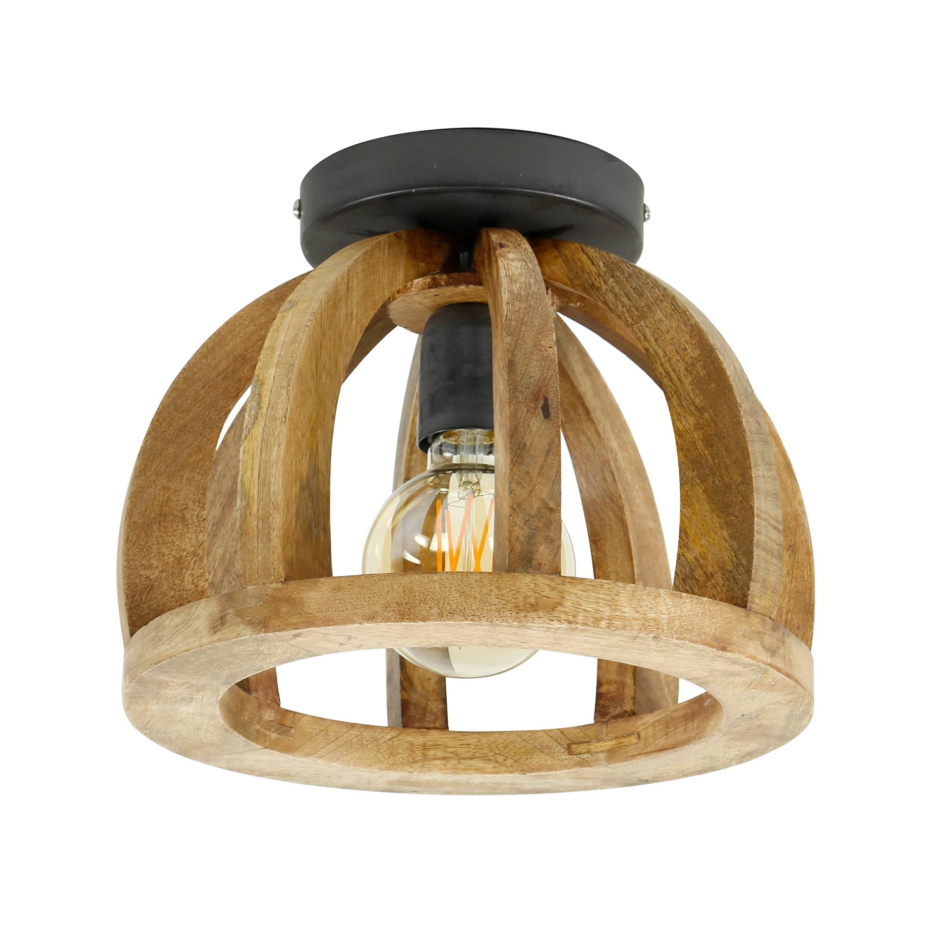 Plafondlamp „Selmo“ – Natuurlijke houten lamp van massief mangohout