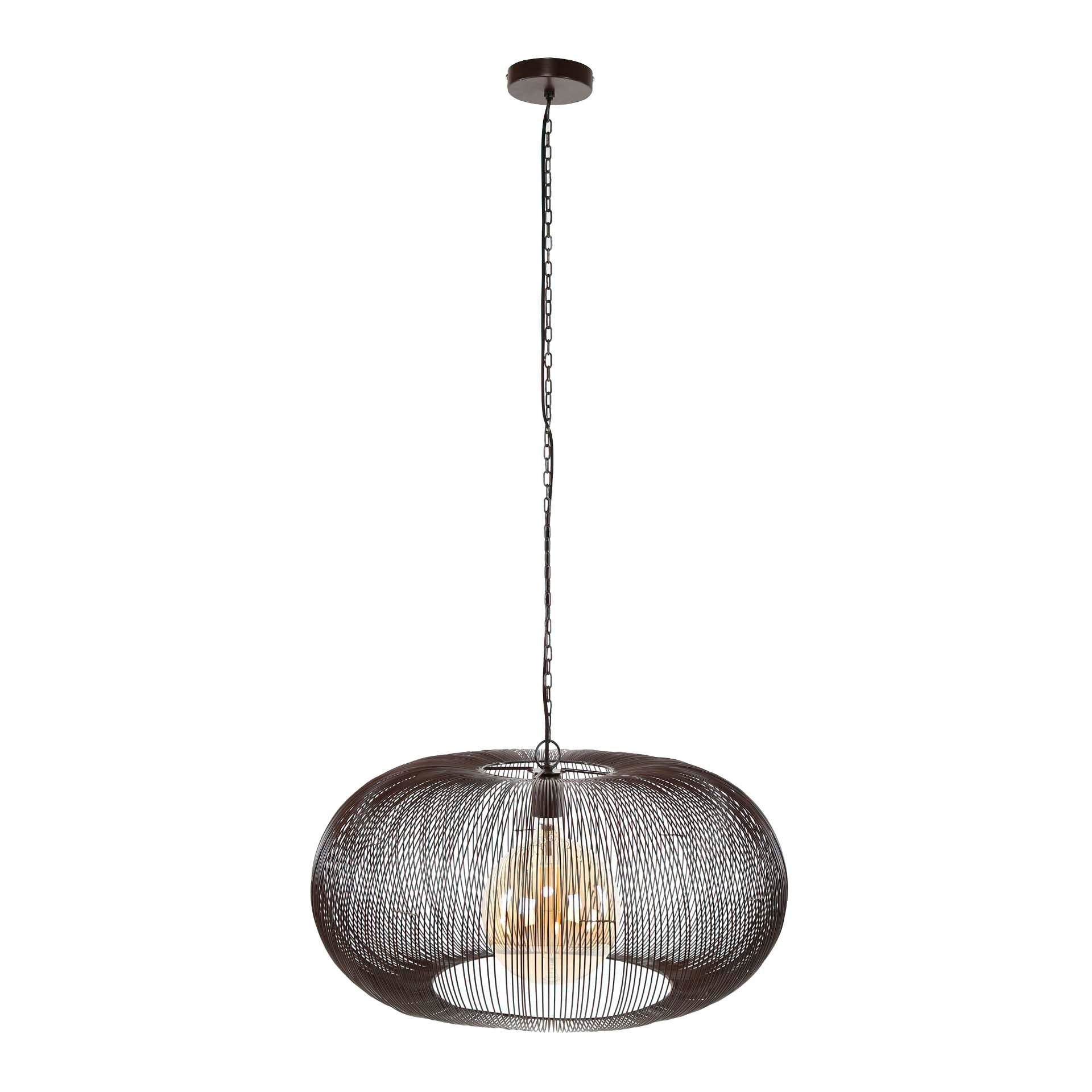 Hanglamp Aurex – Metalen schijf in zwartnikkel met gouden accenten