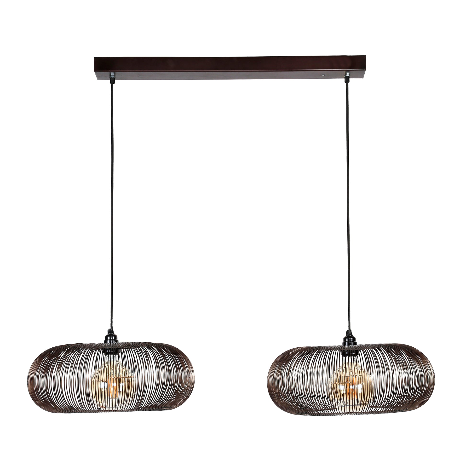 Hanglamp Aurex Duo – Metalen schijven in zwartnikkel met gouden accenten (2-lichts)