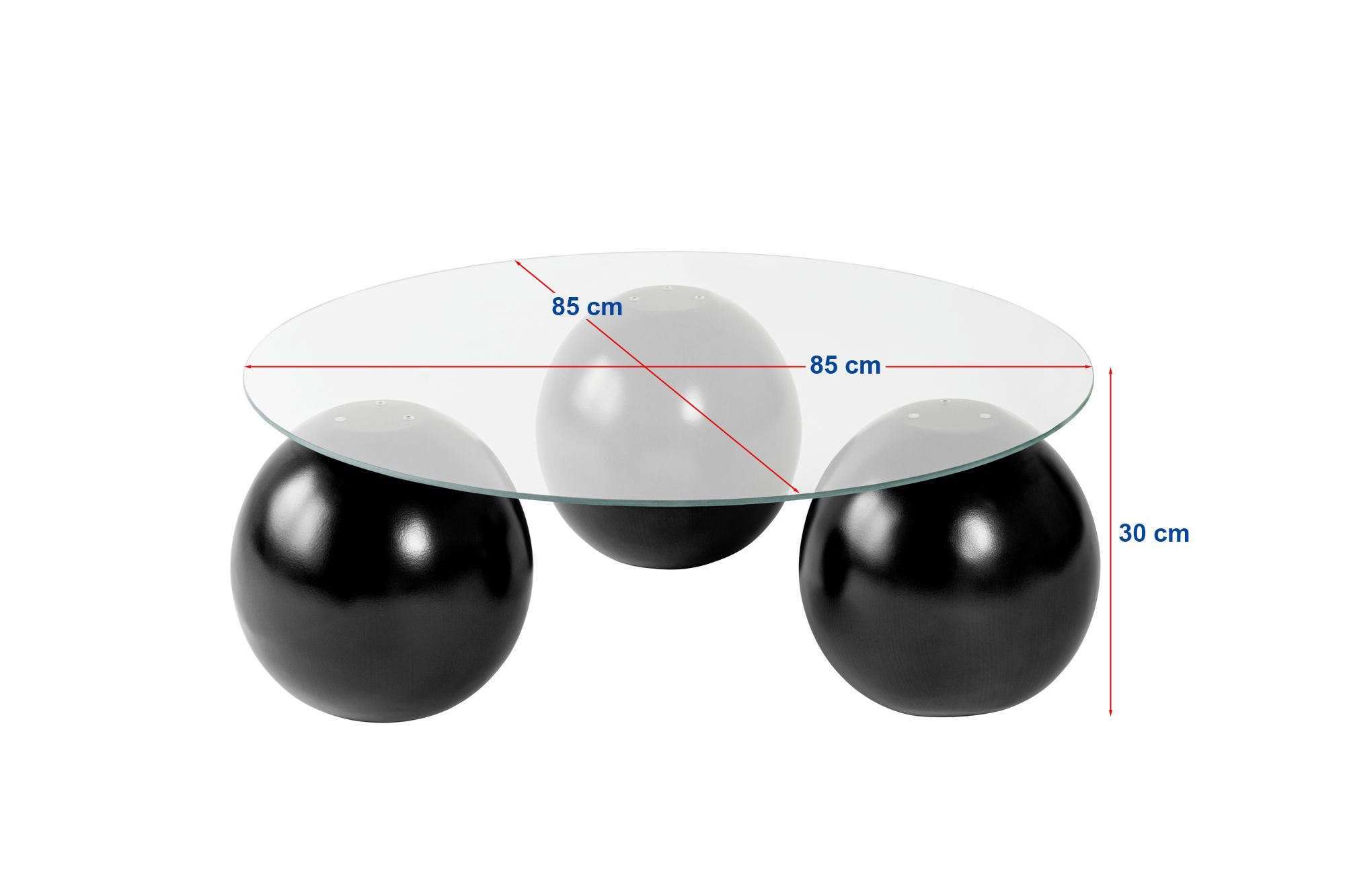 Salontafel Morento - met ronde, geharde glasplaat