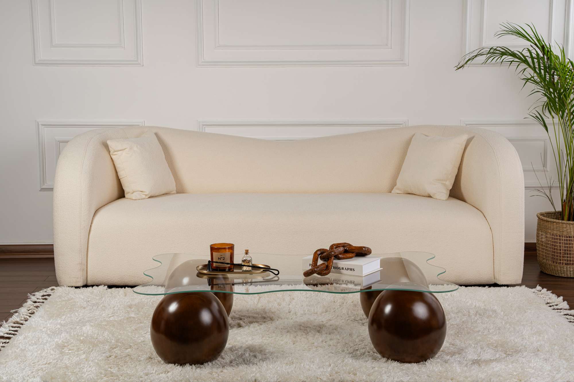 Salontafel Trevano - gehard tafelglasplaat met golvende silhouet