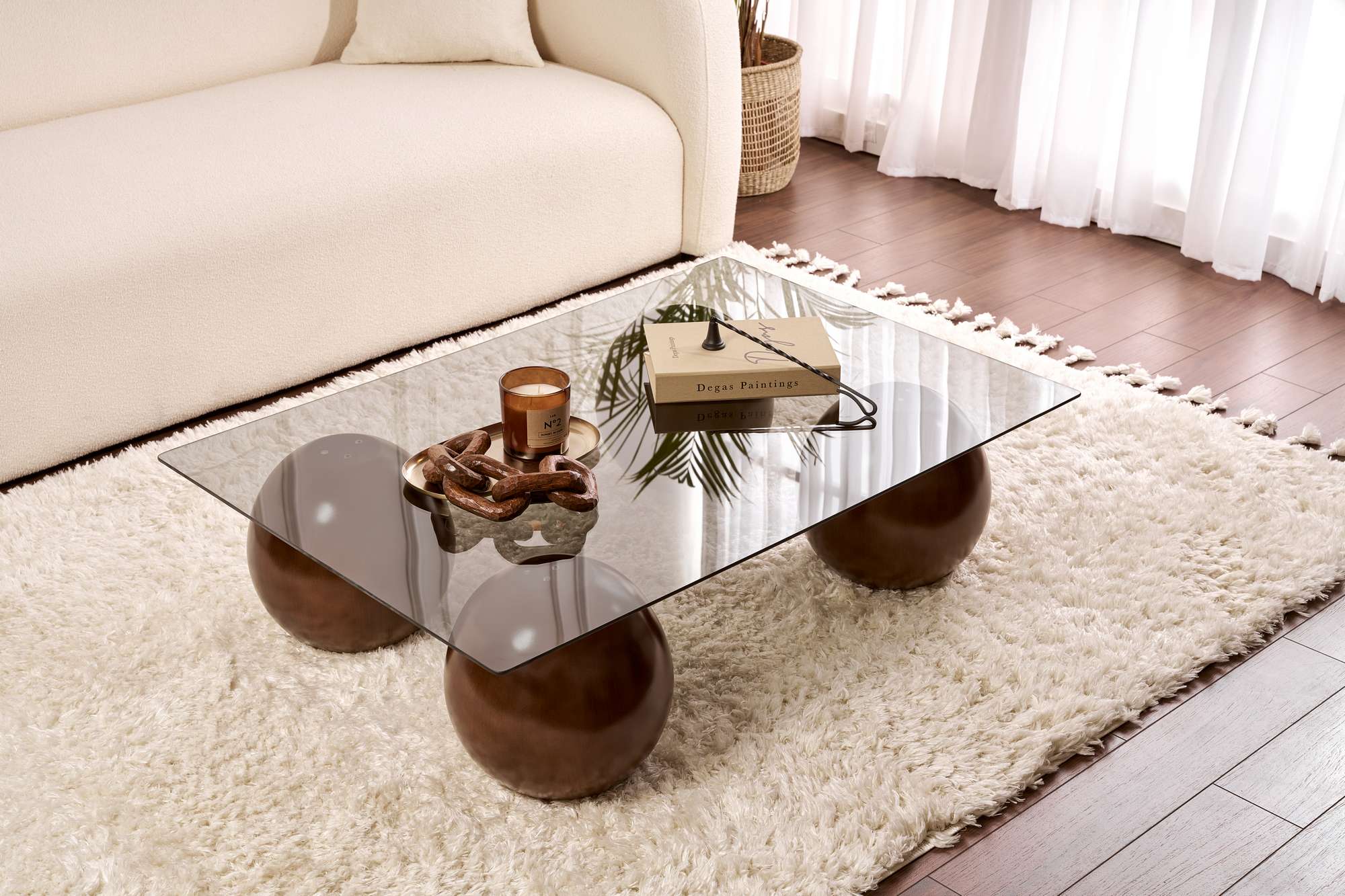 Salontafel Pavello - met rechthoekig, gehard glasblad