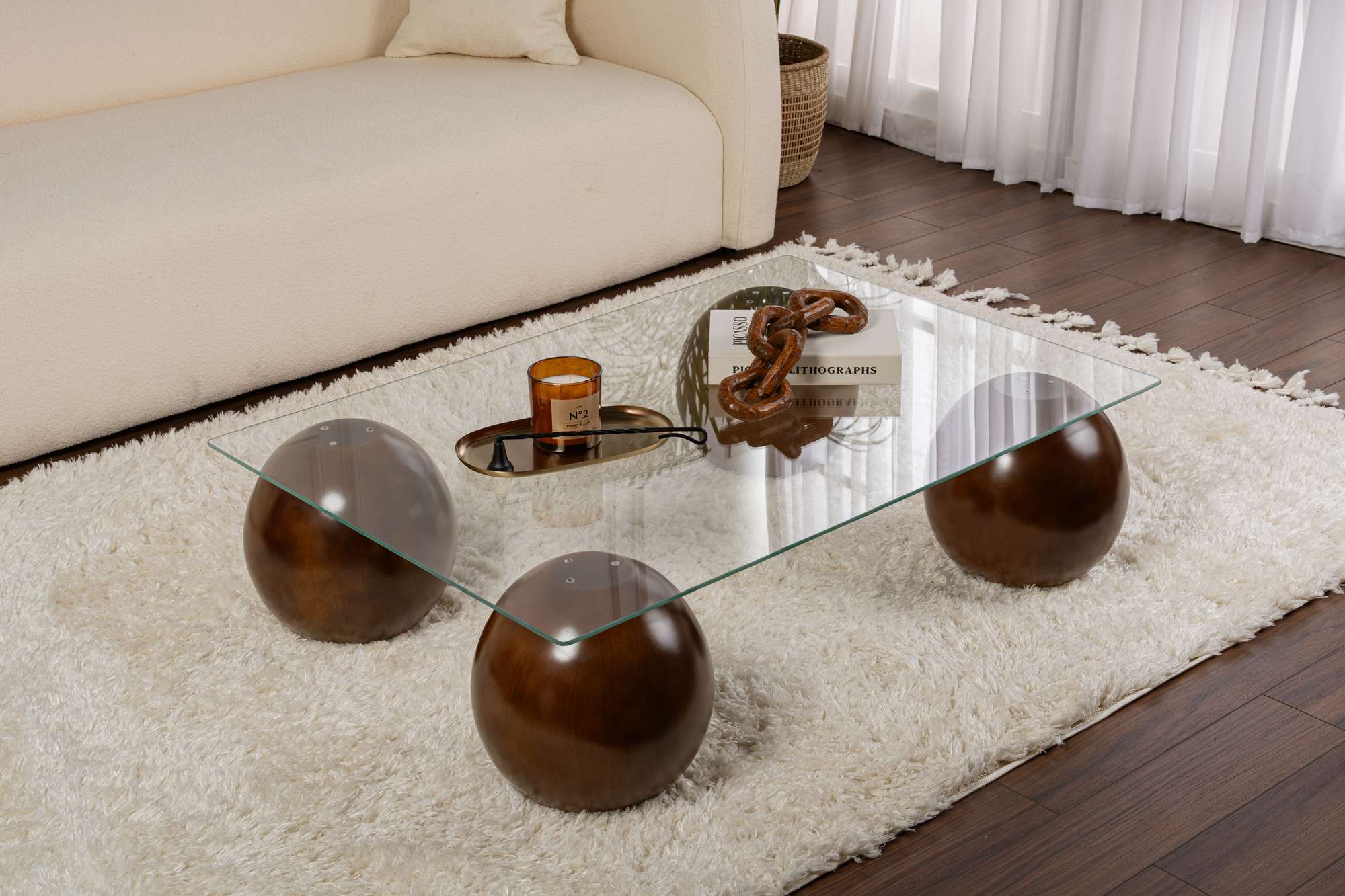 Salontafel Pavello - met rechthoekig, gehard glasblad