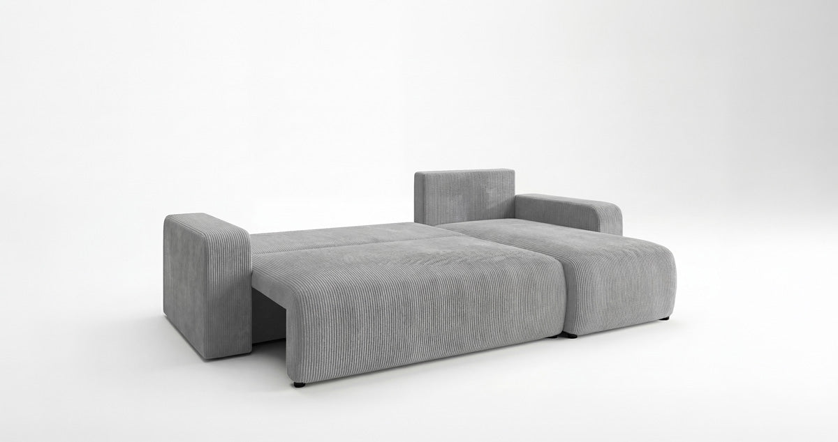 Designsofa Calva met slaap- en uitklapfunctie in Ribstof
