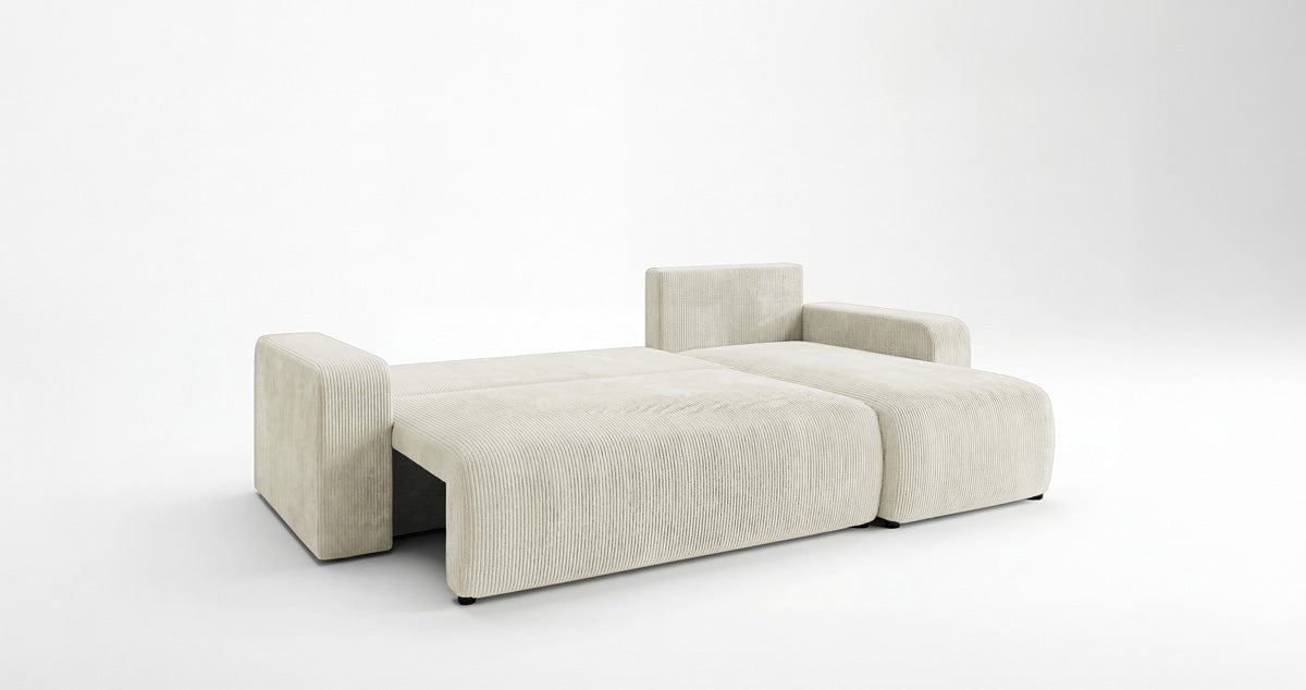 Designsofa Calva met slaap- en uitklapfunctie in Ribstof