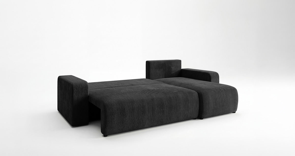 Designsofa Calva met slaap- en uitklapfunctie in Ribstof