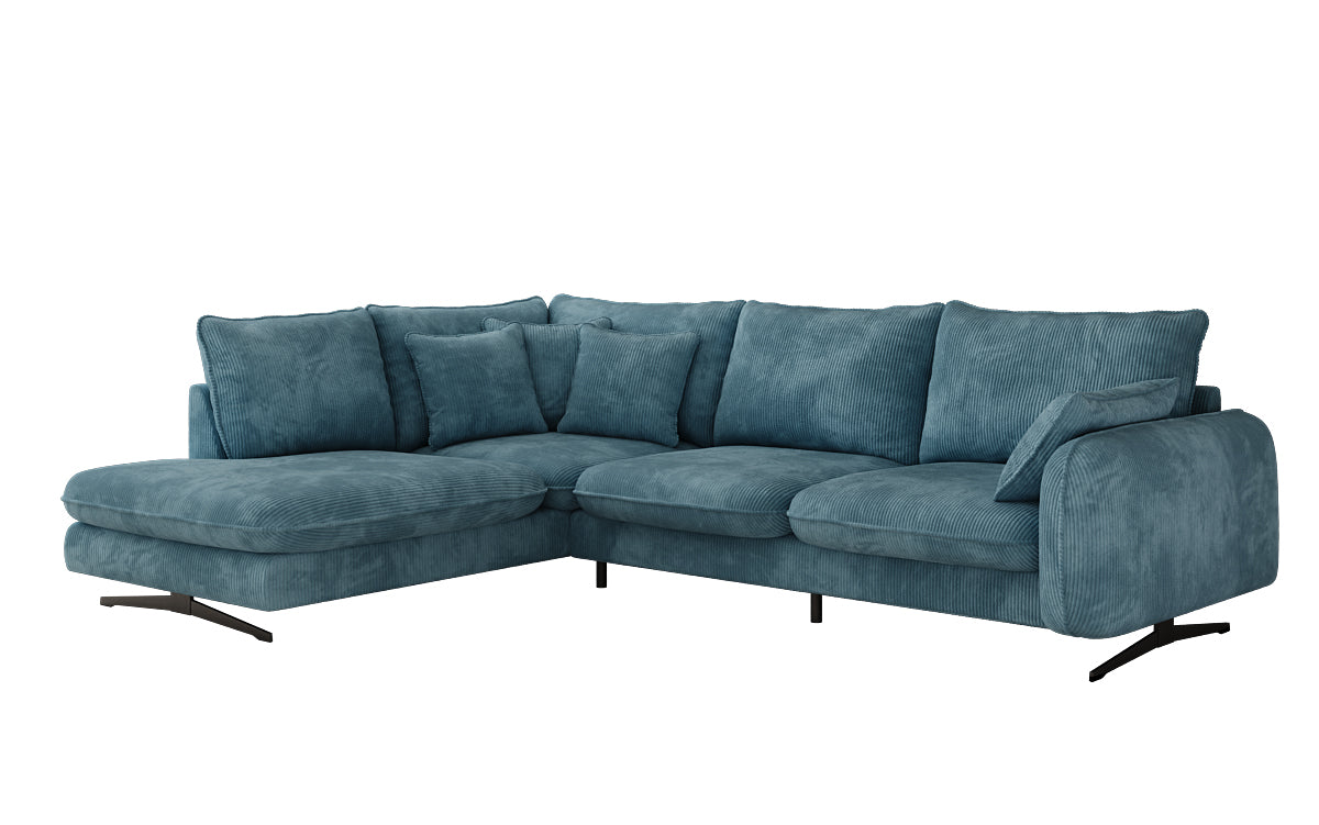 Designhoekbank Laguna met metalen poten in Ribstof
