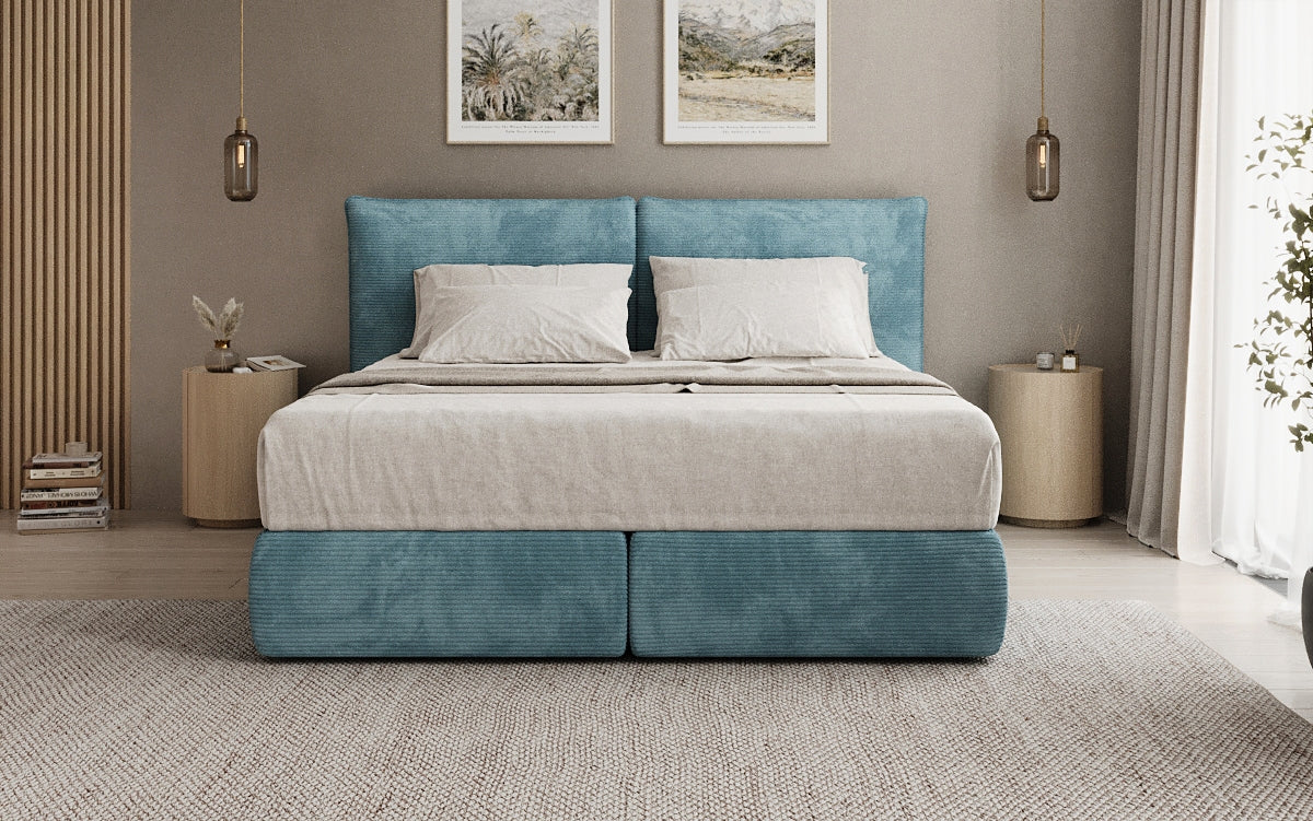 Boxspringbed Pillo in Ribstof