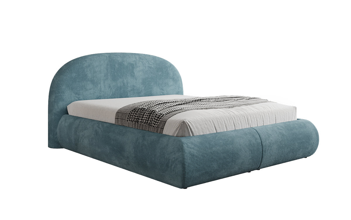 Design gestoffeerd bed Loop in Ribstof met opbergruimte