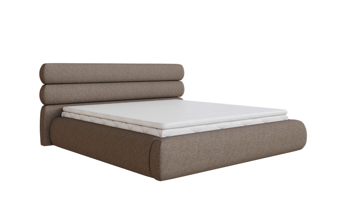 Designer gestoffeerd bed Joline in structuurstof met opbergruimte
