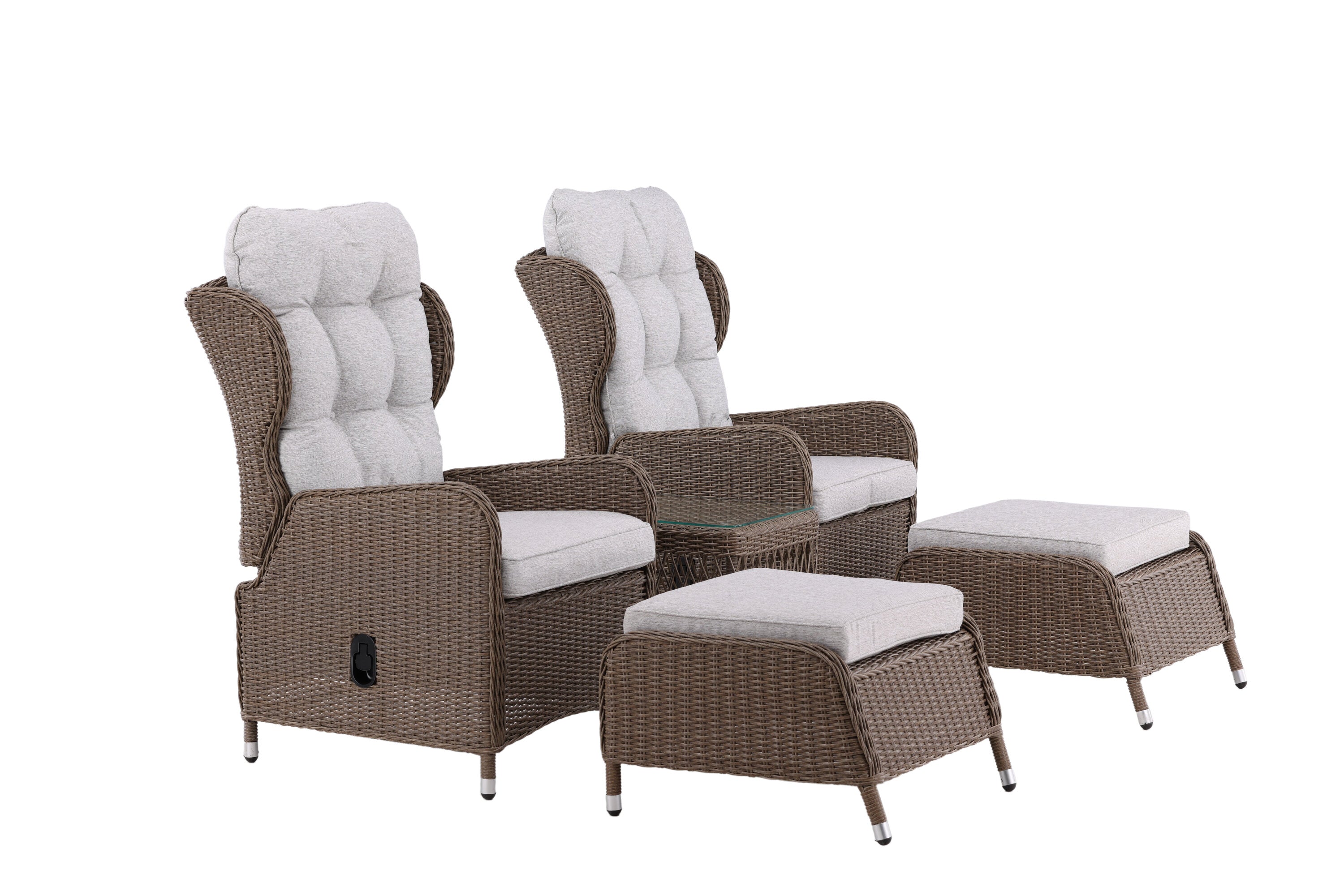 Tuin Loungeset Lenox - in naturel met verstelbare rugleuning