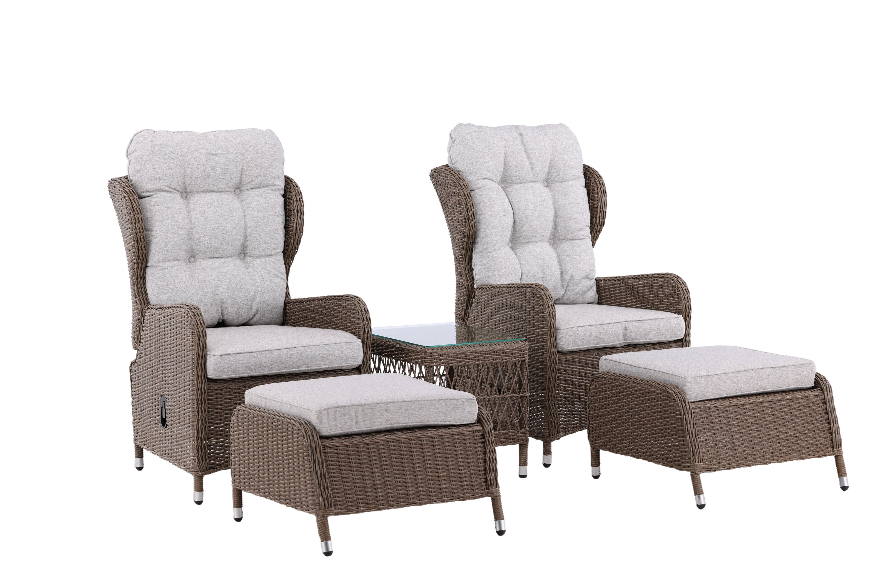 Tuin Loungeset Lenox - in naturel met verstelbare rugleuning