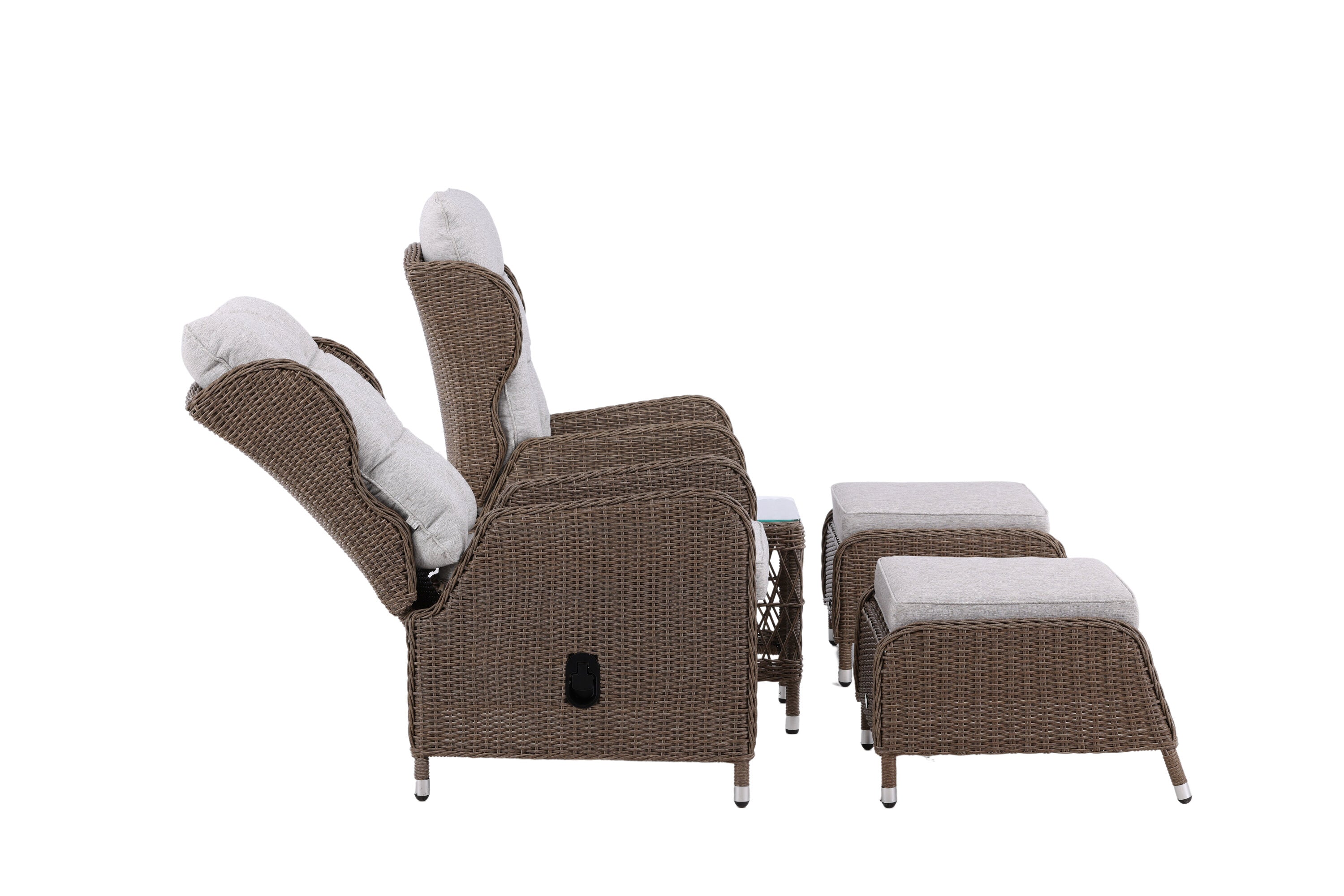 Tuin Loungeset Lenox - in naturel met verstelbare rugleuning
