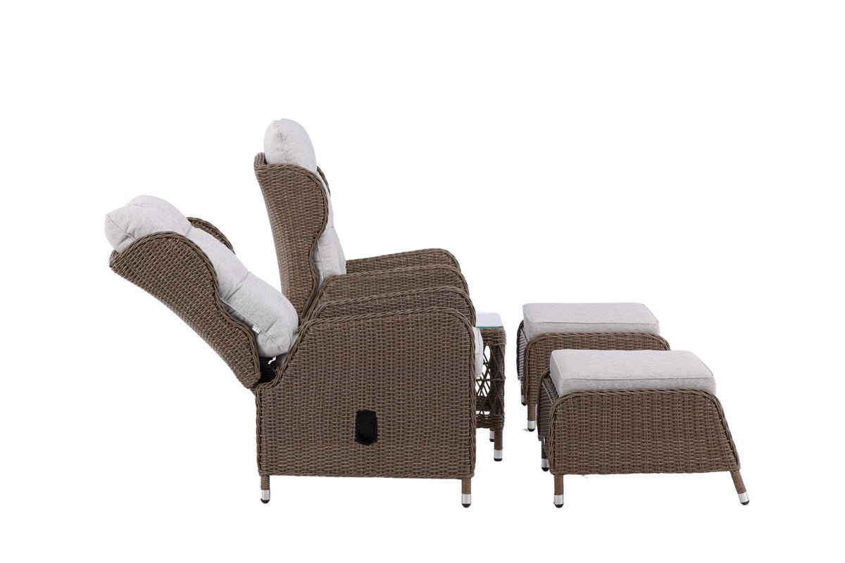 Tuin Loungeset Lenox - in naturel met verstelbare rugleuning