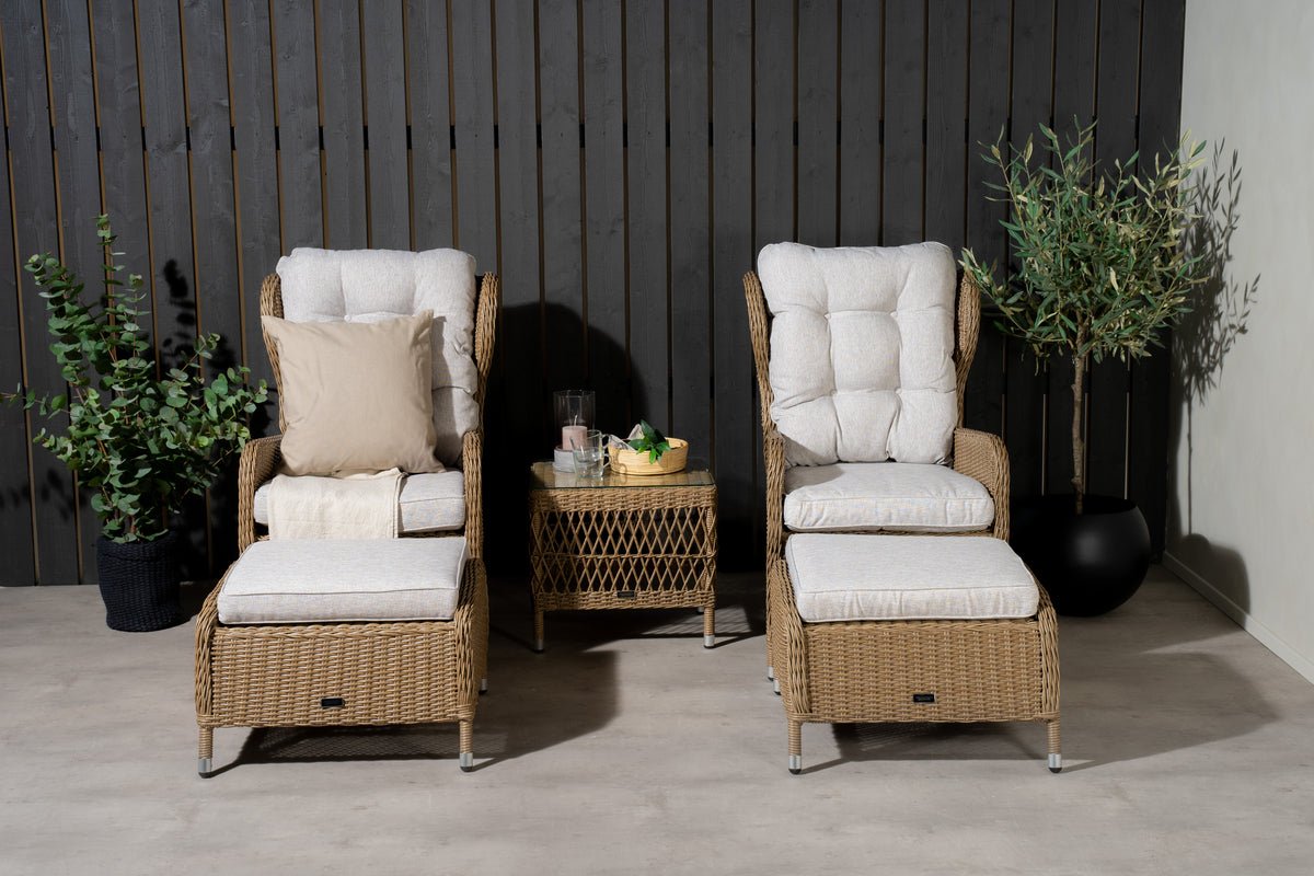 Tuin Loungeset Lenox - in naturel met verstelbare rugleuning