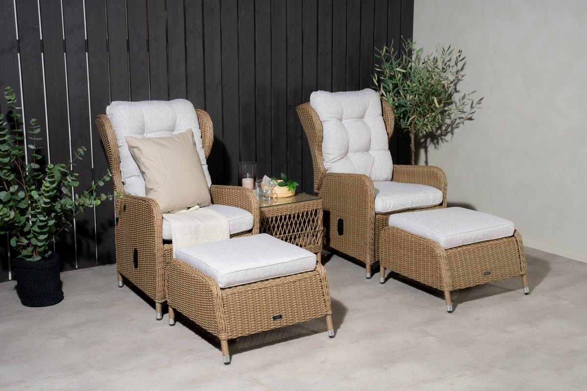 Tuin Loungeset Lenox - in naturel met verstelbare rugleuning