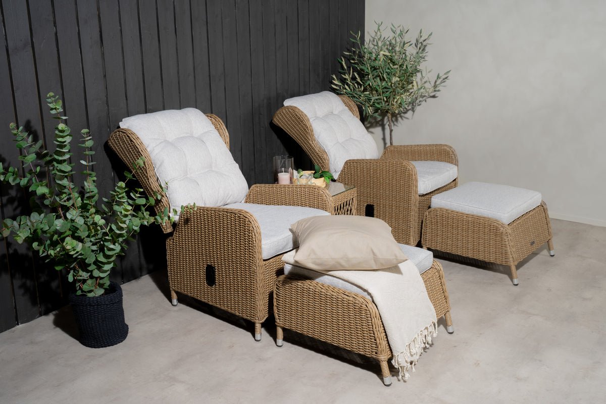 Tuin Loungeset Lenox - in naturel met verstelbare rugleuning
