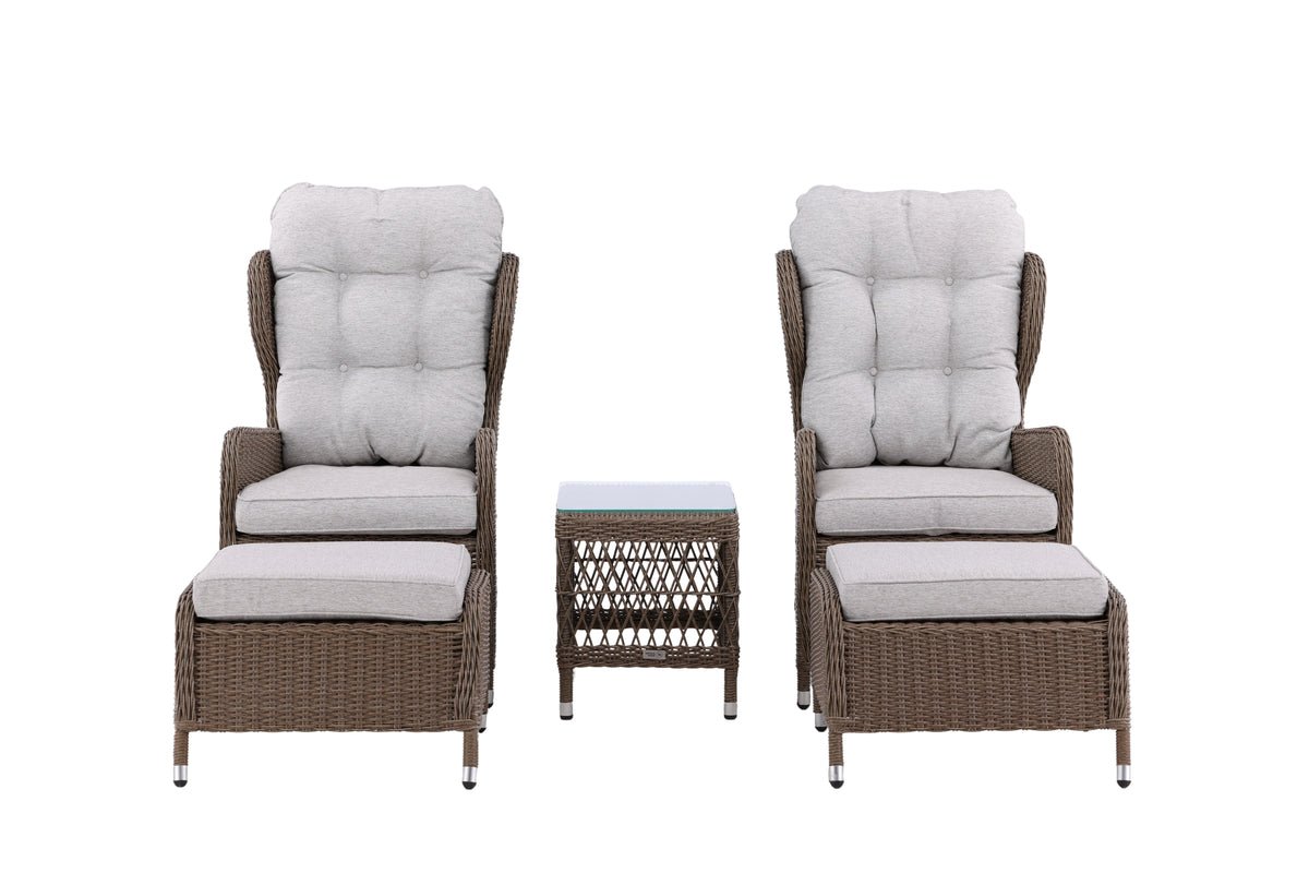 Tuin Loungeset Lenox - in naturel met verstelbare rugleuning