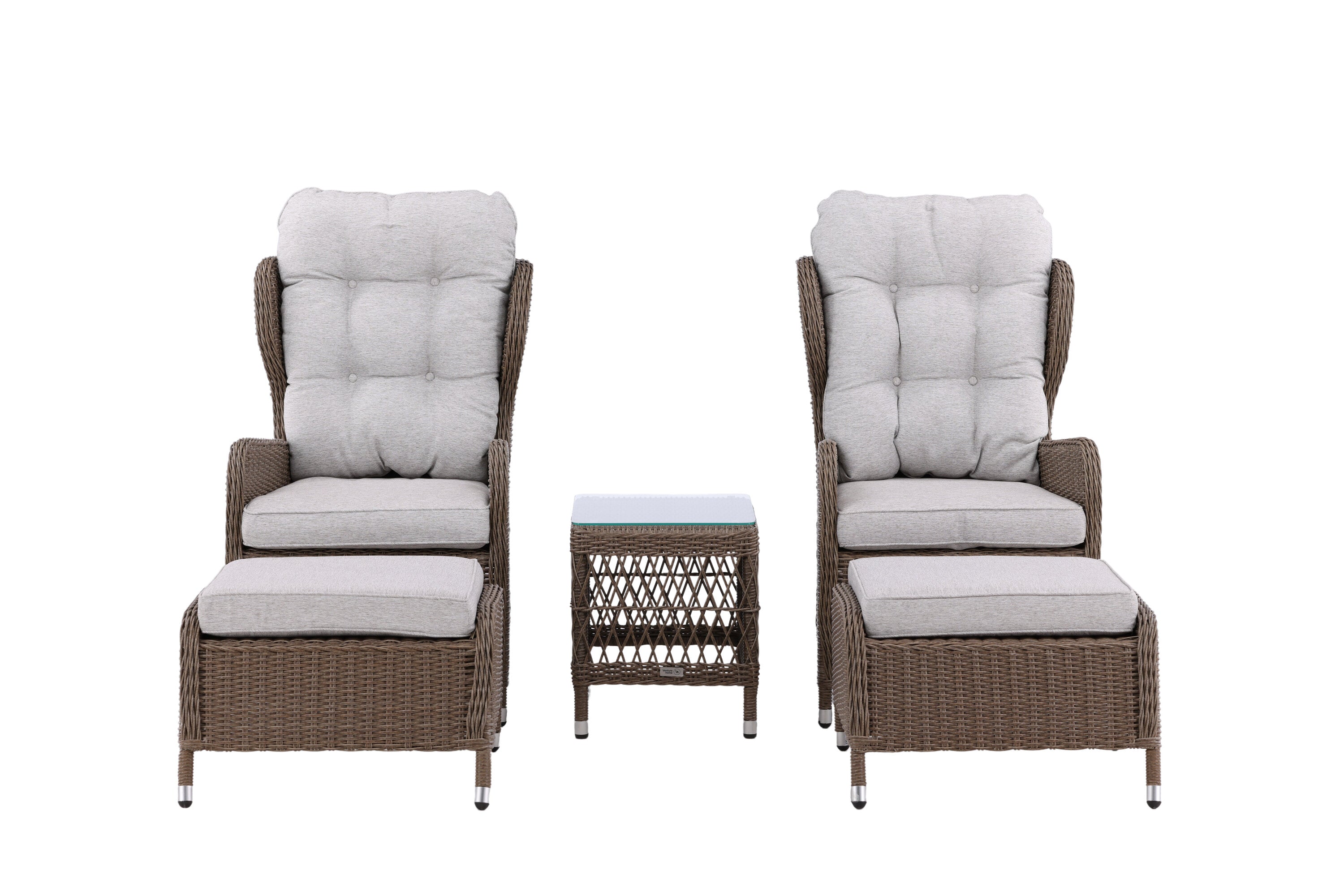 Tuin Loungeset Lenox - in naturel met verstelbare rugleuning