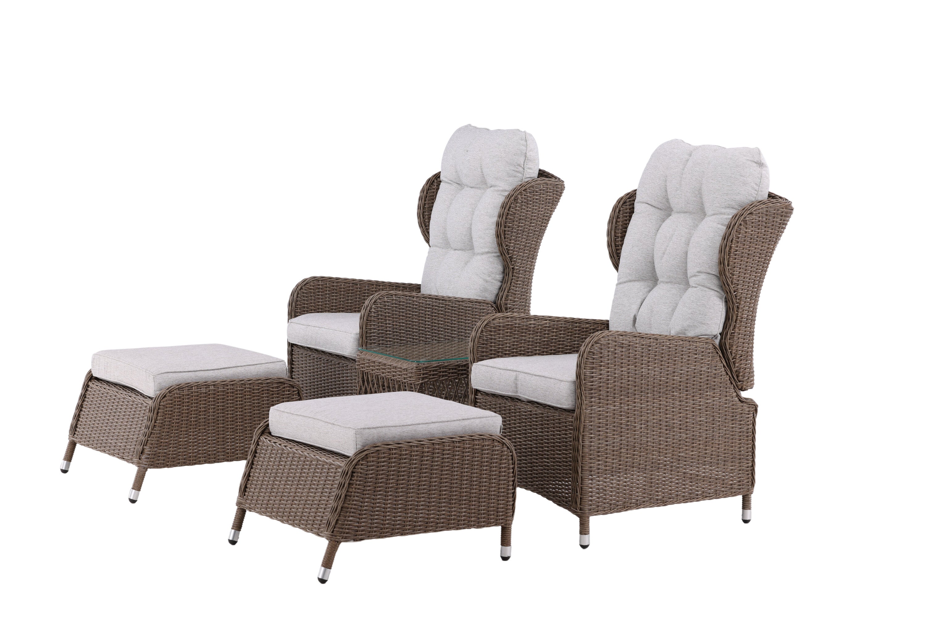 Tuin Loungeset Lenox - in naturel met verstelbare rugleuning