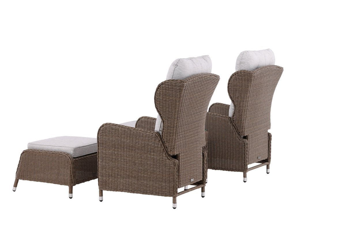 Tuin Loungeset Lenox - in naturel met verstelbare rugleuning