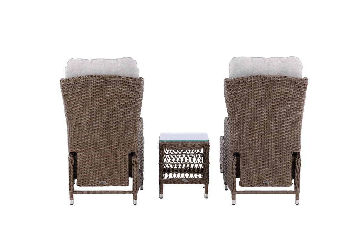 Tuin Loungeset Lenox - in naturel met verstelbare rugleuning