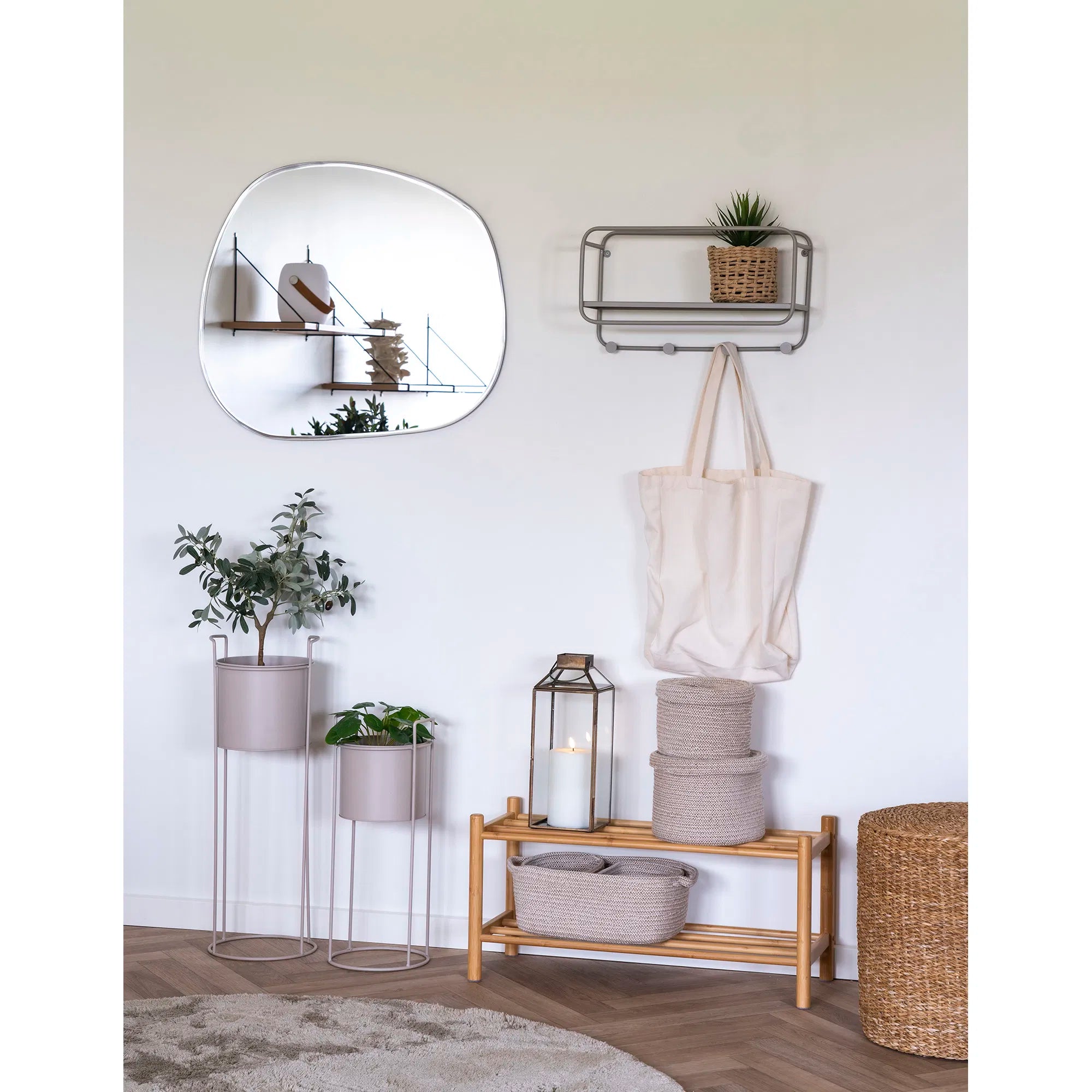 Bloempot „Salentino“ – zandkleurige staal-look in set van 2