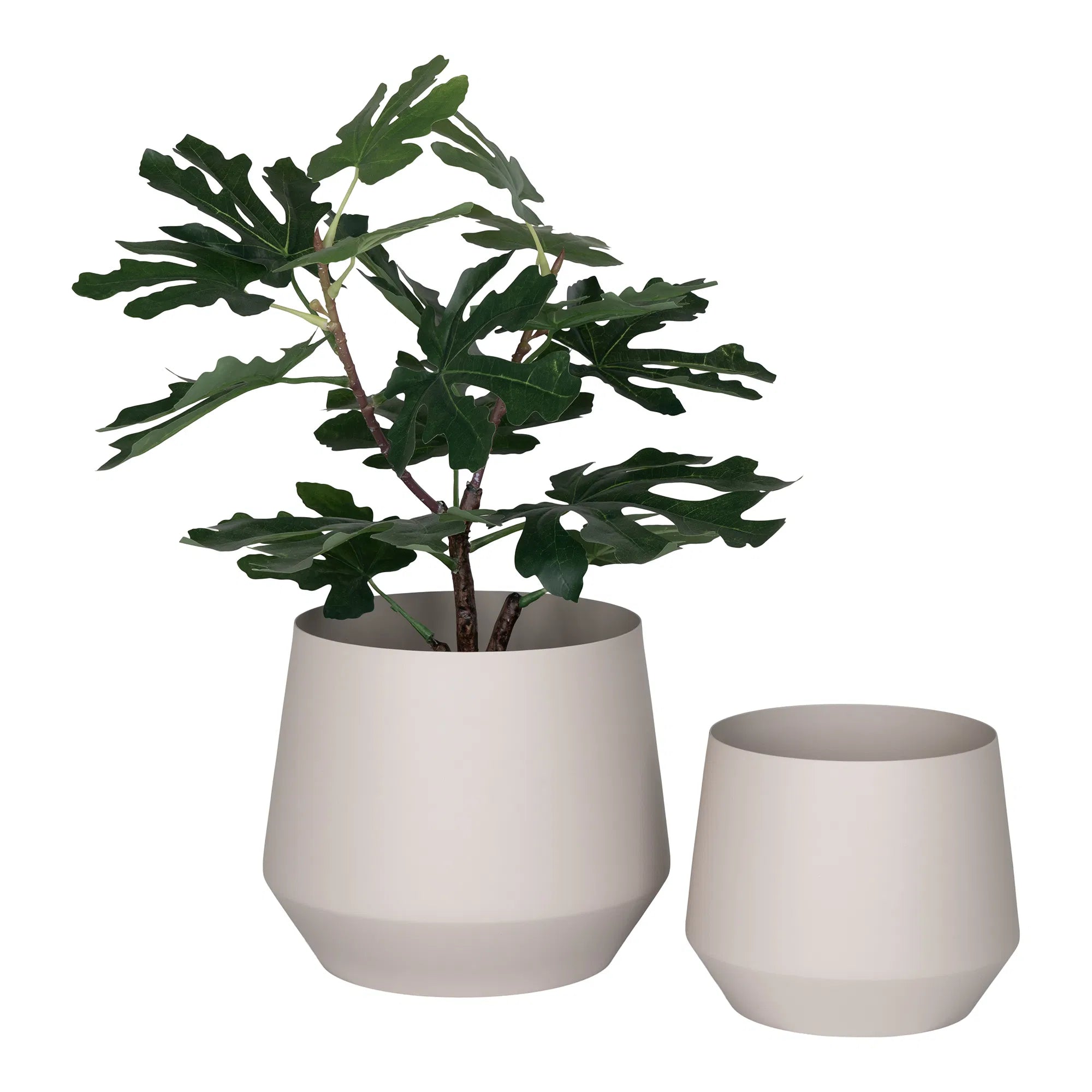 Bloempot „Trofa“ – zandkleurige staal-look in set van 2