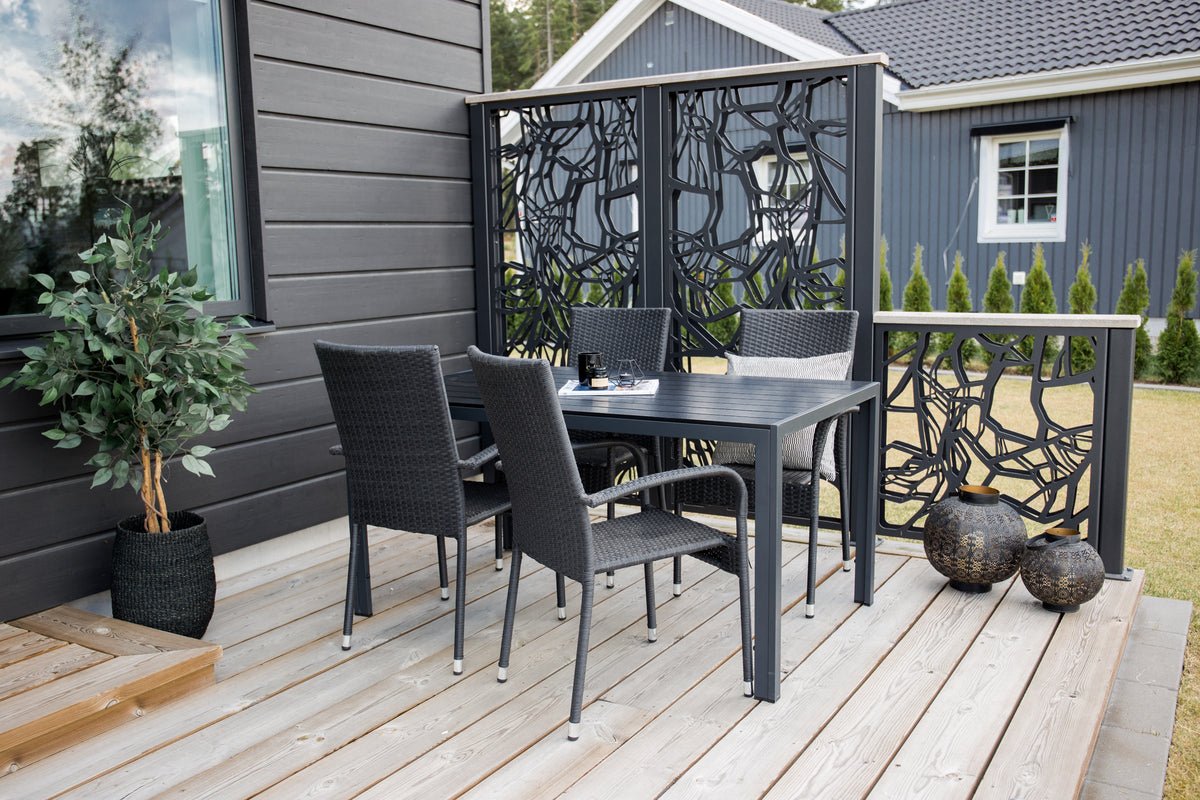 2-delige set - Tuinstoel Emma van rotan in Zwart, Grijs