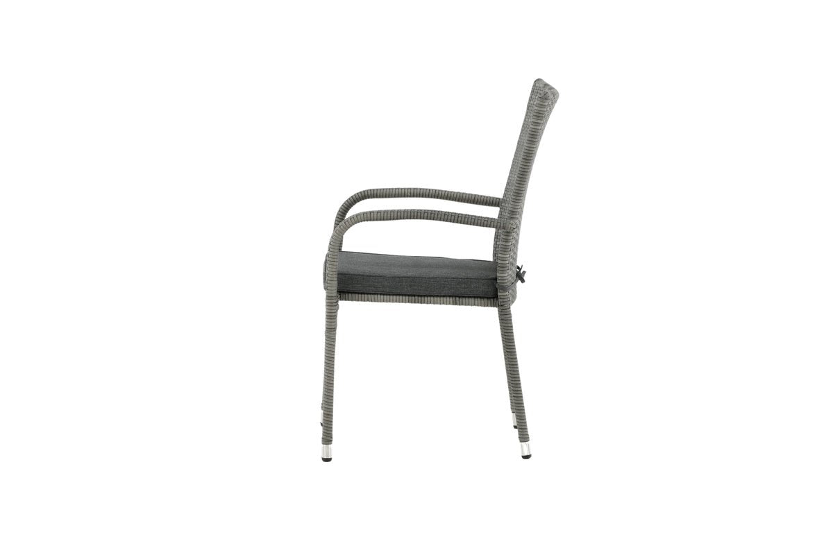 2-delige set - Tuinstoel Emma van rotan in Zwart, Grijs