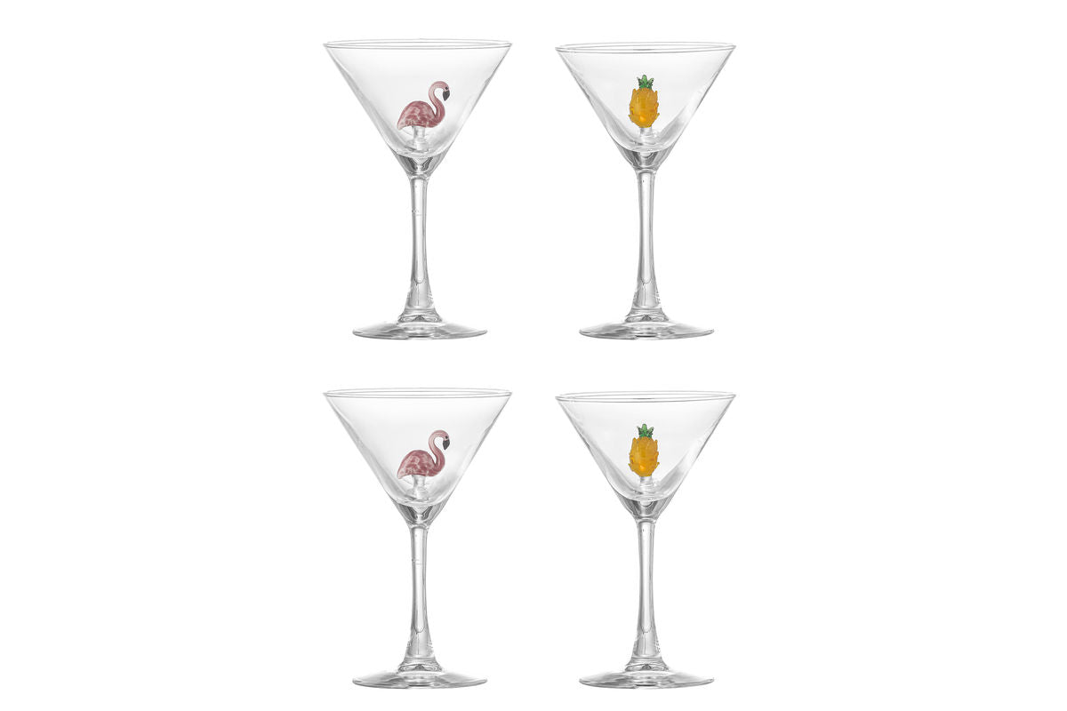 Cocktailglazen Dara – Glas met handgemaakte figuren (set van 4)