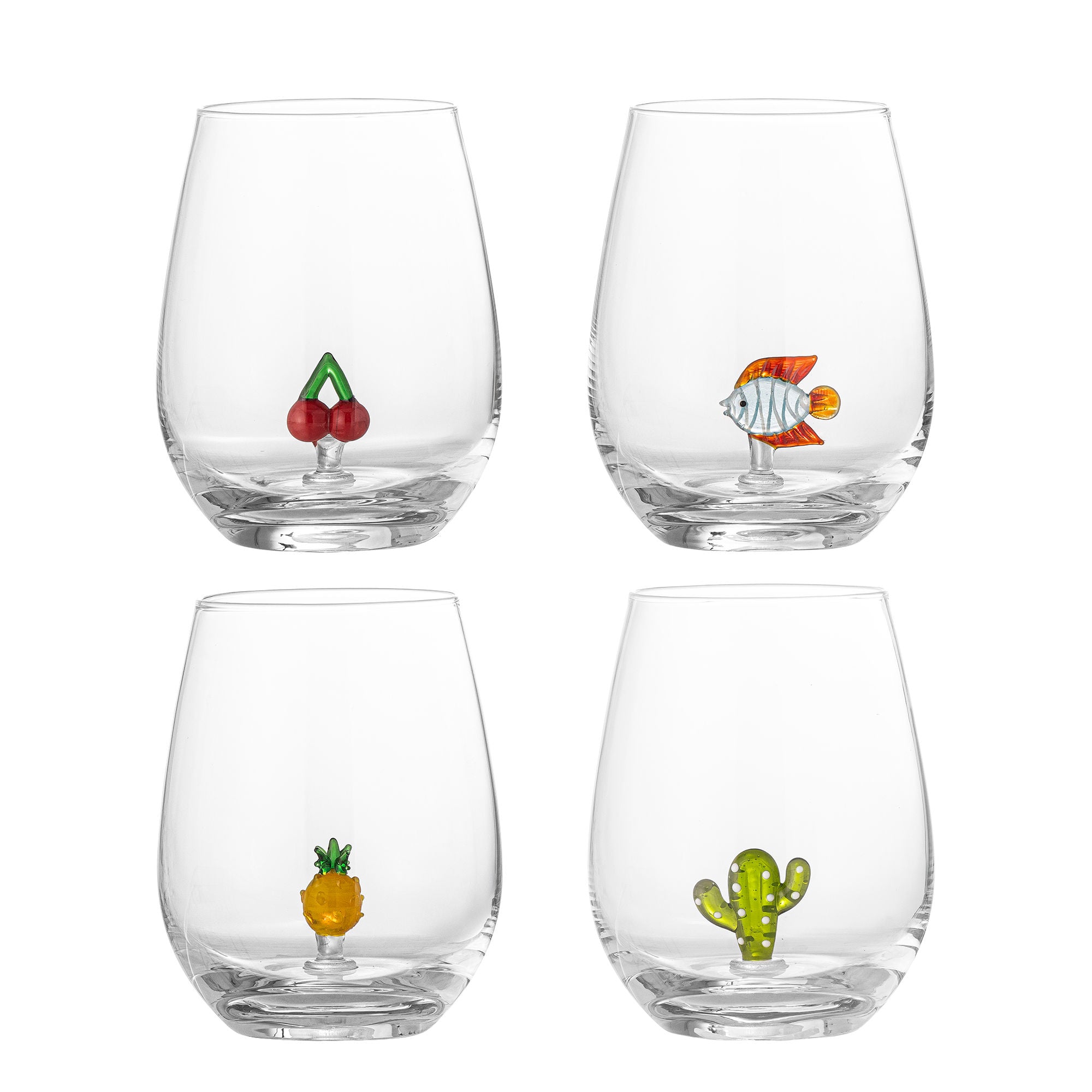 Drinkglazen Cala – Glas met handgemaakte figuren (set van 4)
