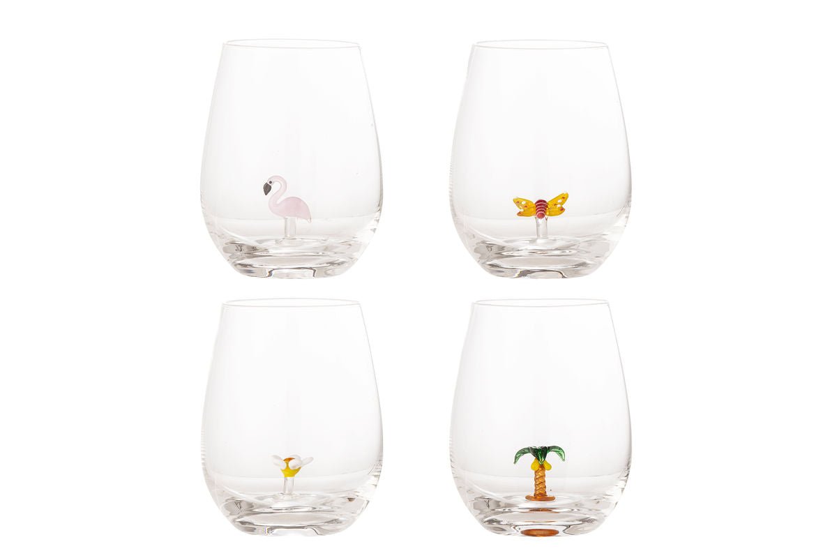 Drinkglazen Cala – Glas met handgemaakte figuren (set van 4)