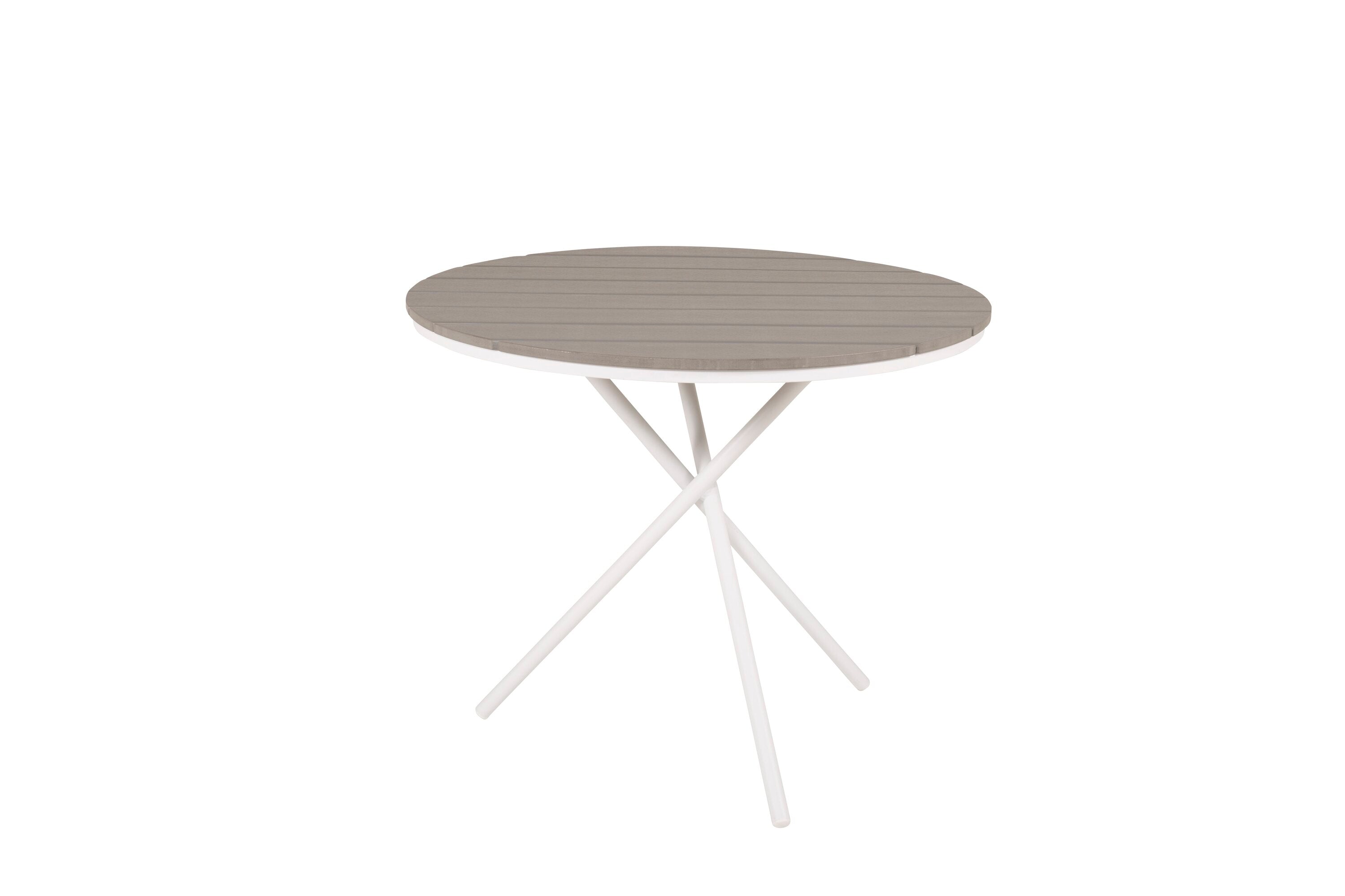 Gartentisch Malari - een ronde eettafel met Aintwood tafelblad en een metalen frame