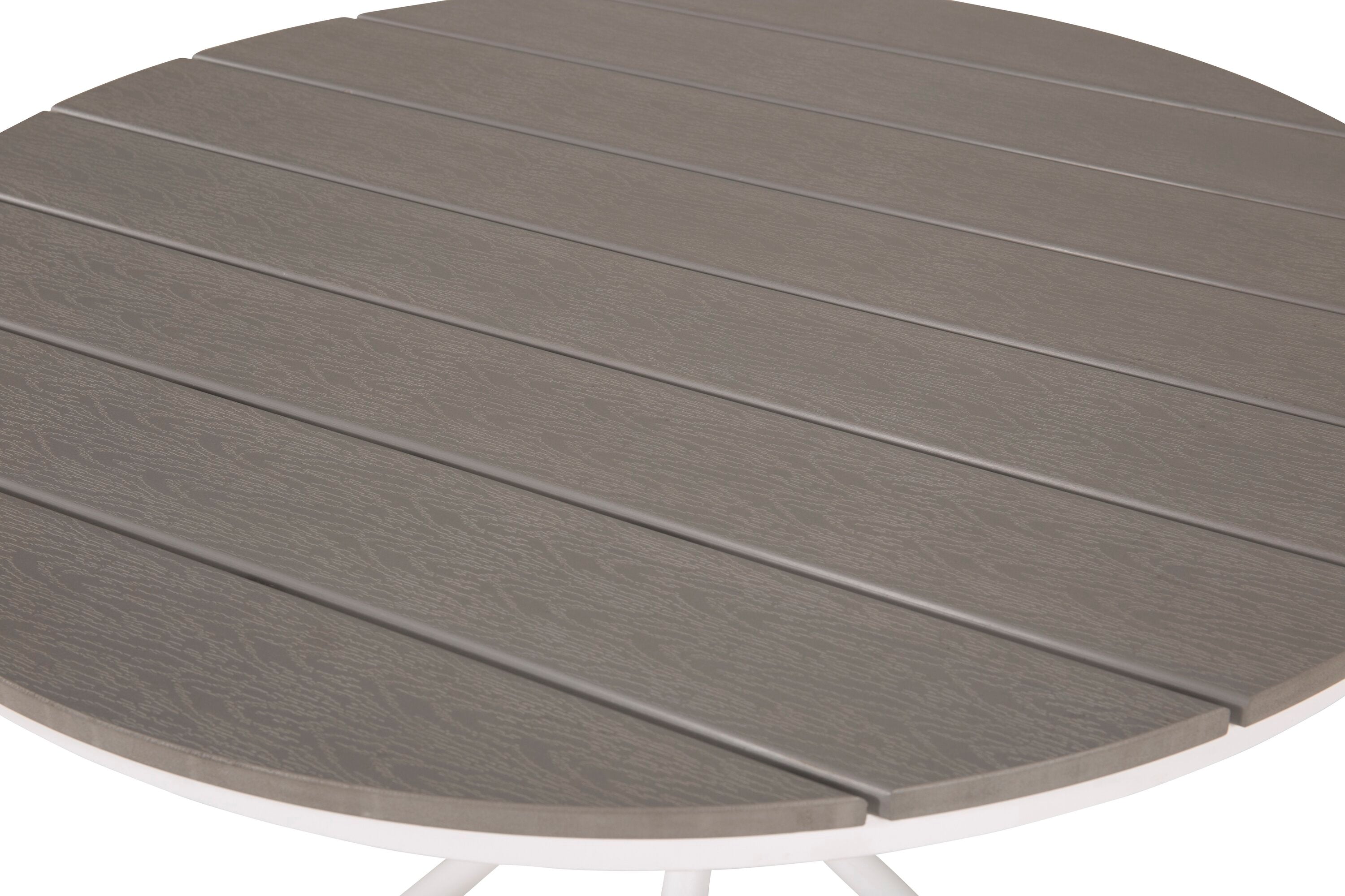 Gartentisch Malari - een ronde eettafel met Aintwood tafelblad en een metalen frame