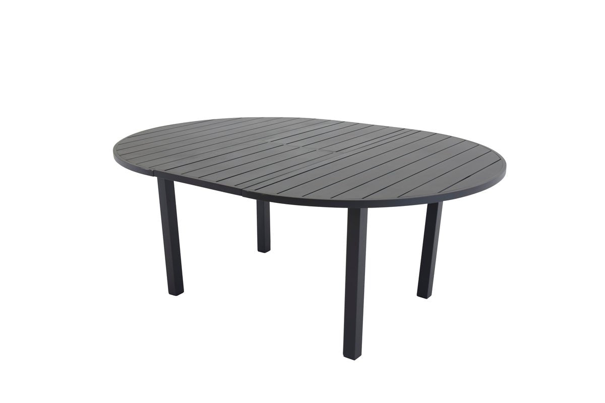 Tuin tafel Savina - ronde, zwarte tafel met uitschuiffunctie