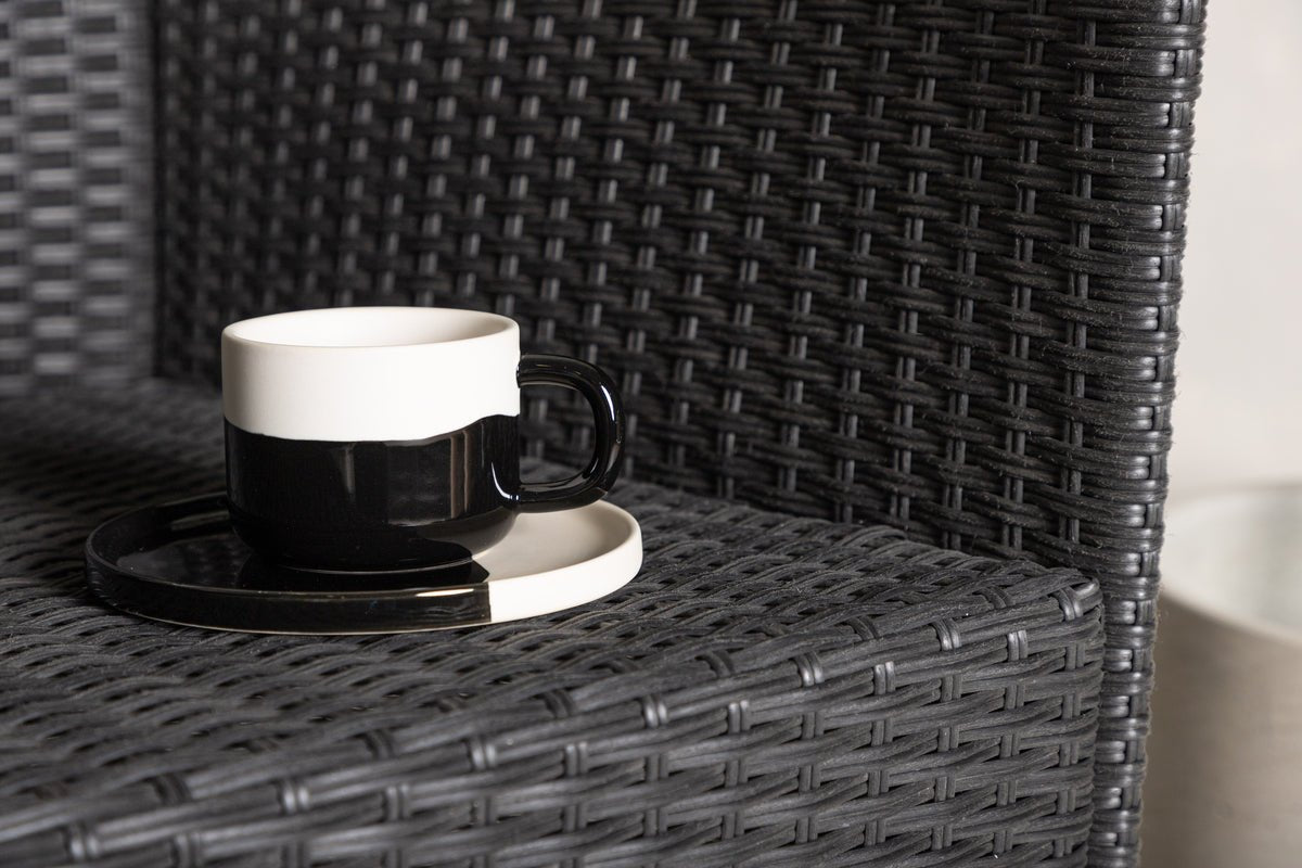 2-delige set - Tuinstoel Caro van riet in Zwart