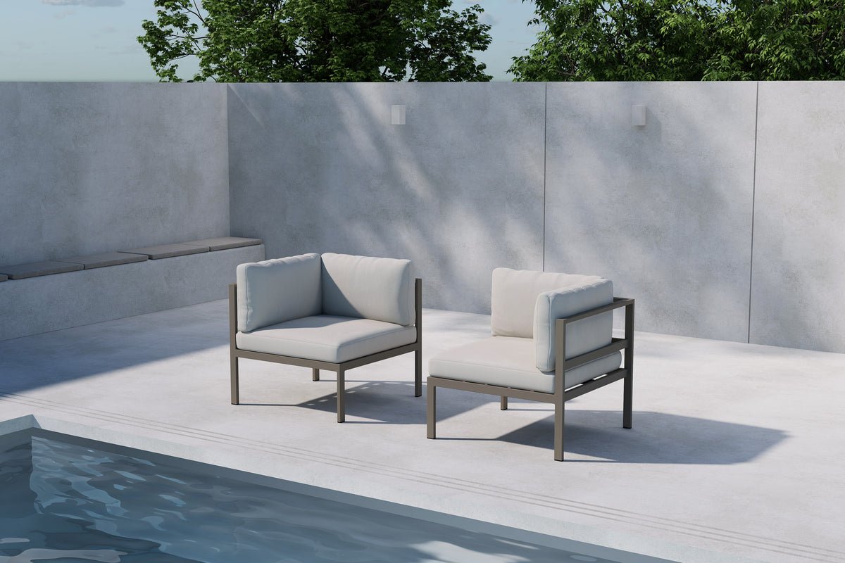 Hoekmodule tuinbank Borelio - Van aluminium in de kleuren Khaki en Beige