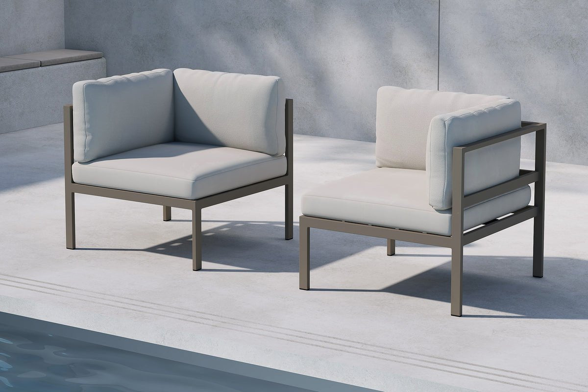 Hoekmodule tuinbank Borelio - Van aluminium in de kleuren Khaki en Beige