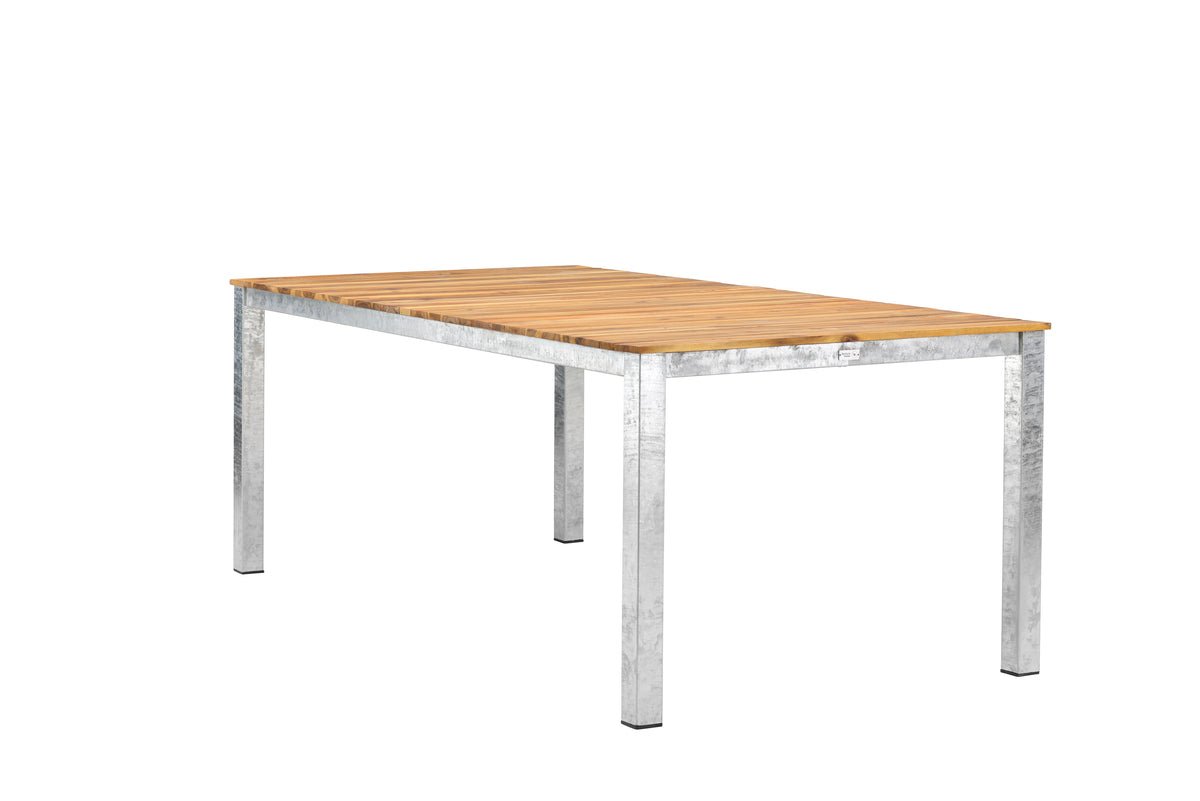 Tuintafel Nyota - Rechthoekige eettafel met acaciahouten blad op stalen frame