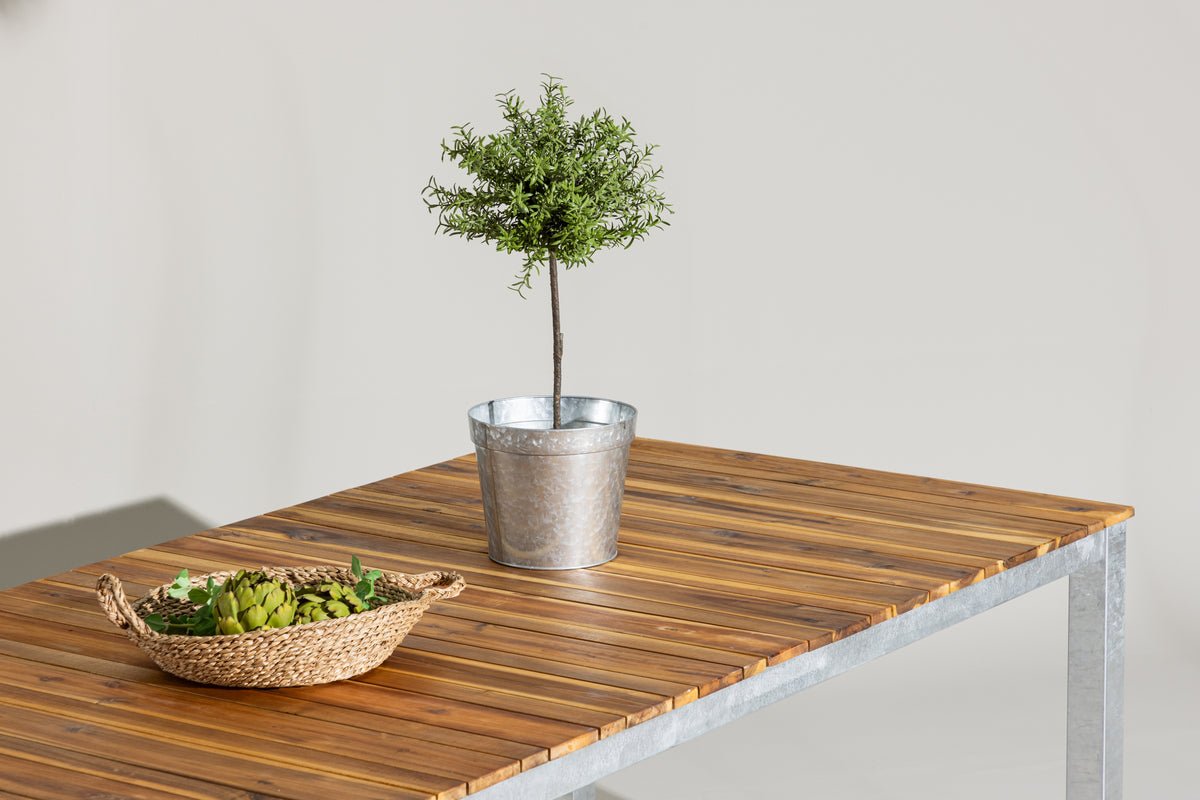 Tuintafel Nyota - Rechthoekige eettafel met acaciahouten blad op stalen frame