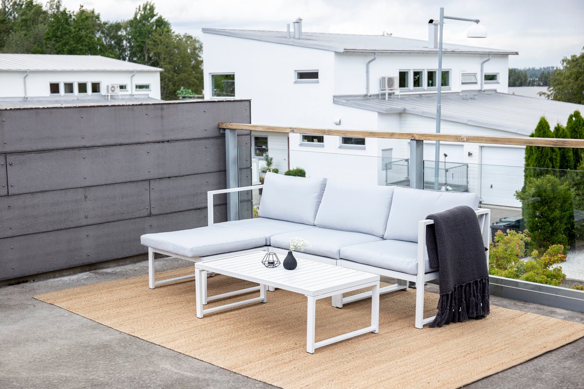 Tuin Loungeset Alicia – met lichtgrijze kussens & salontafel