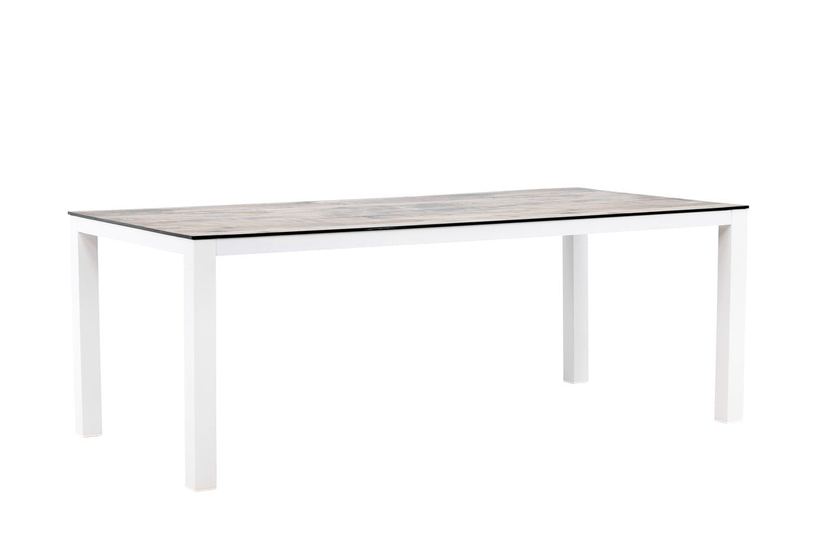 Tuin tafel Kisiwa - een witgrijze eettafel in rechthoekige vorm