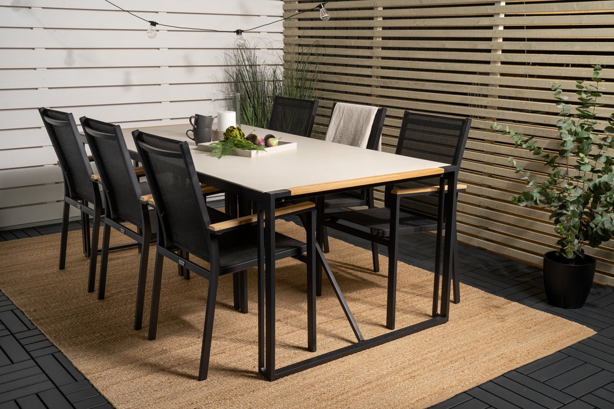 Tuin eettafel Lorenzo - 200x90 cm met een tafelblad van glas en teakhout